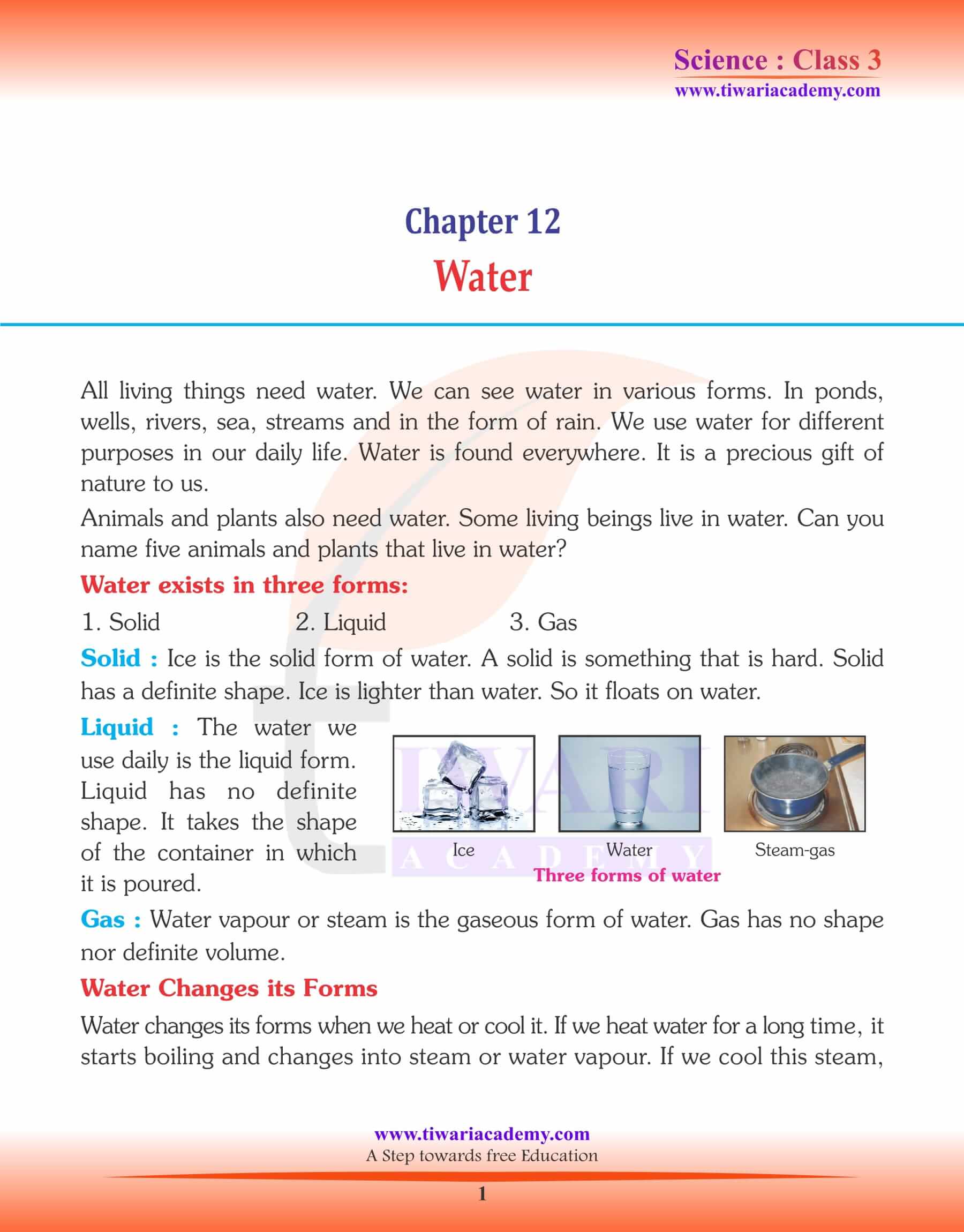 NCERT Solutions for Class 3 Science Chapter 12