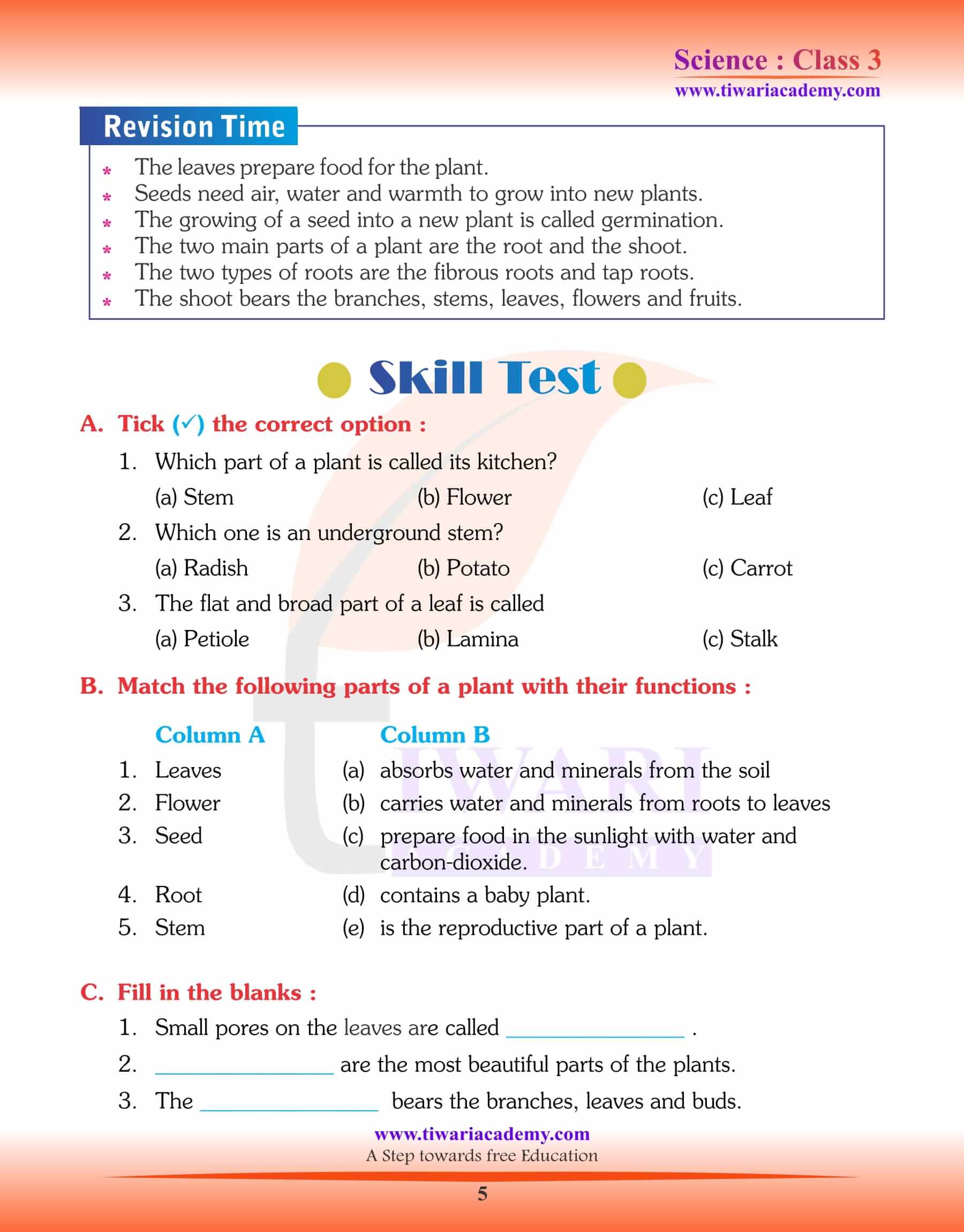 Class 3 Science Chapter 2 question answers