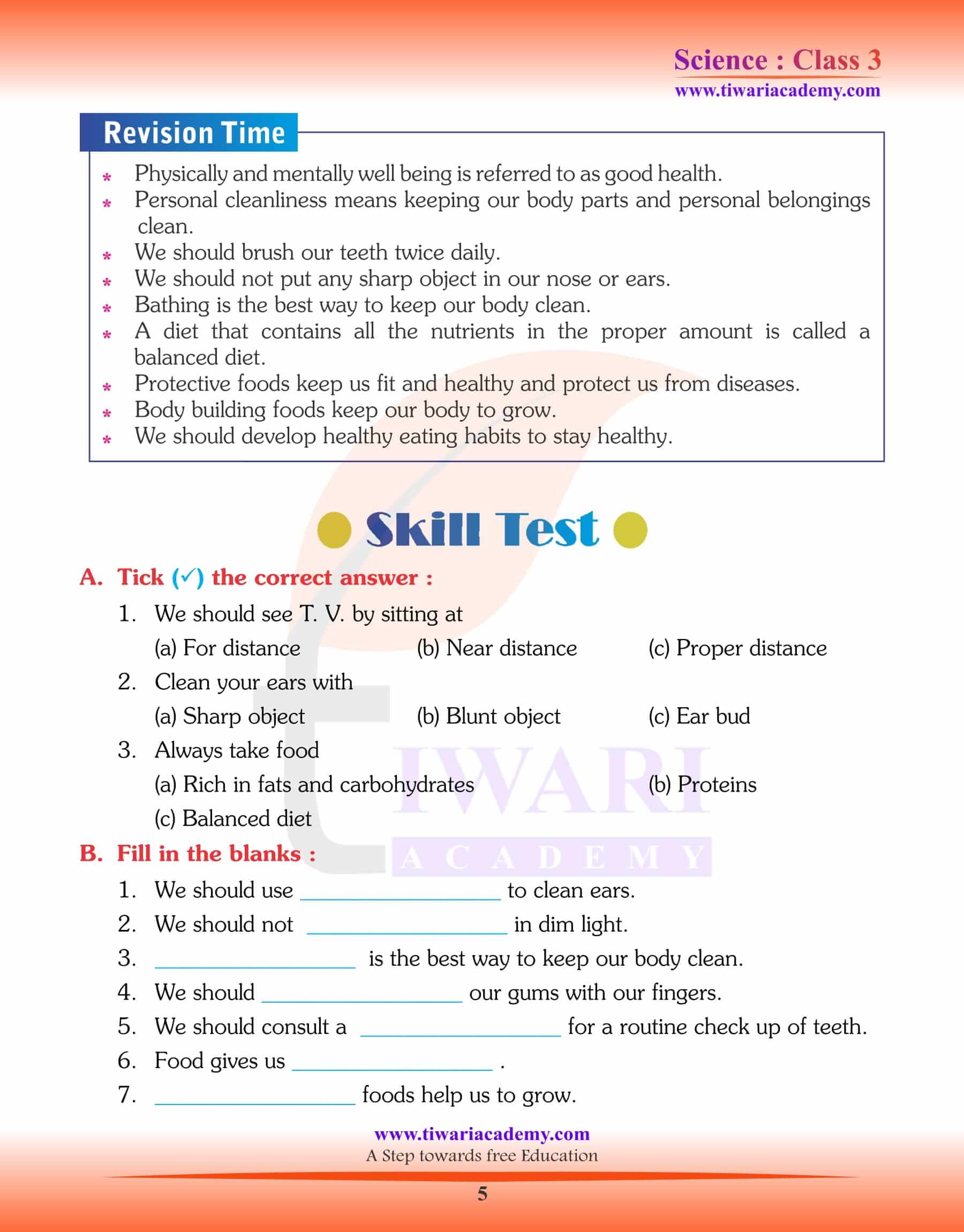 Class 3 Science Chapter 9 Worksheets