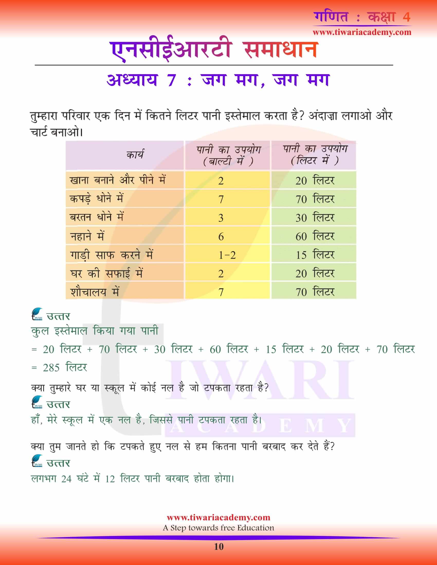 Class 4 Maths Chapter 7 in Hindi Medium