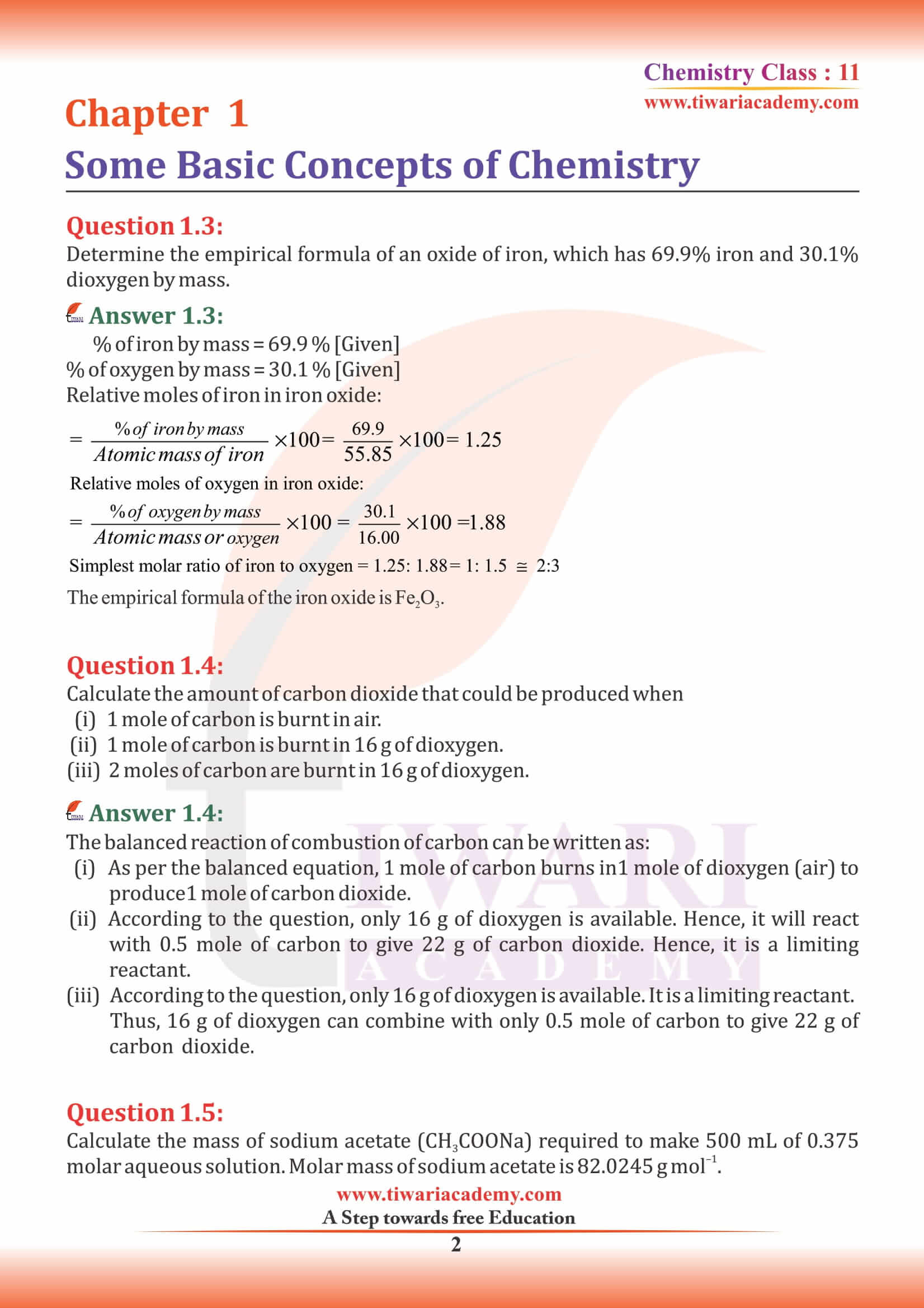 NCERT Solutions for Class 11 Chemistry Chapter 1 question 3 and 4