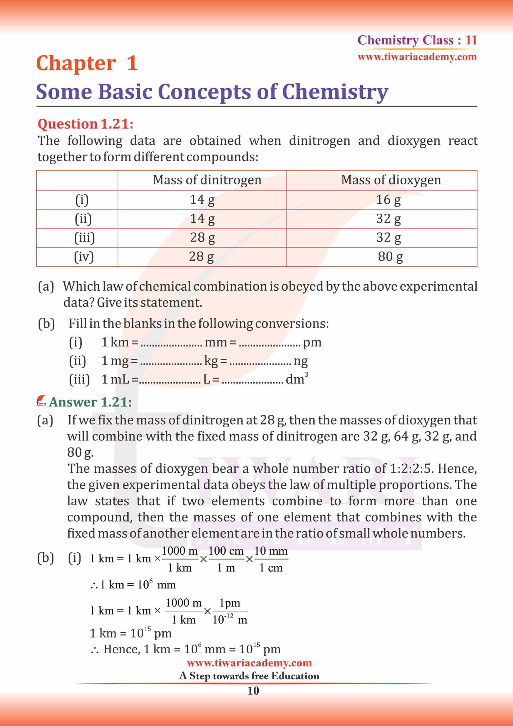 assignment for class 11 chemistry chapter 1