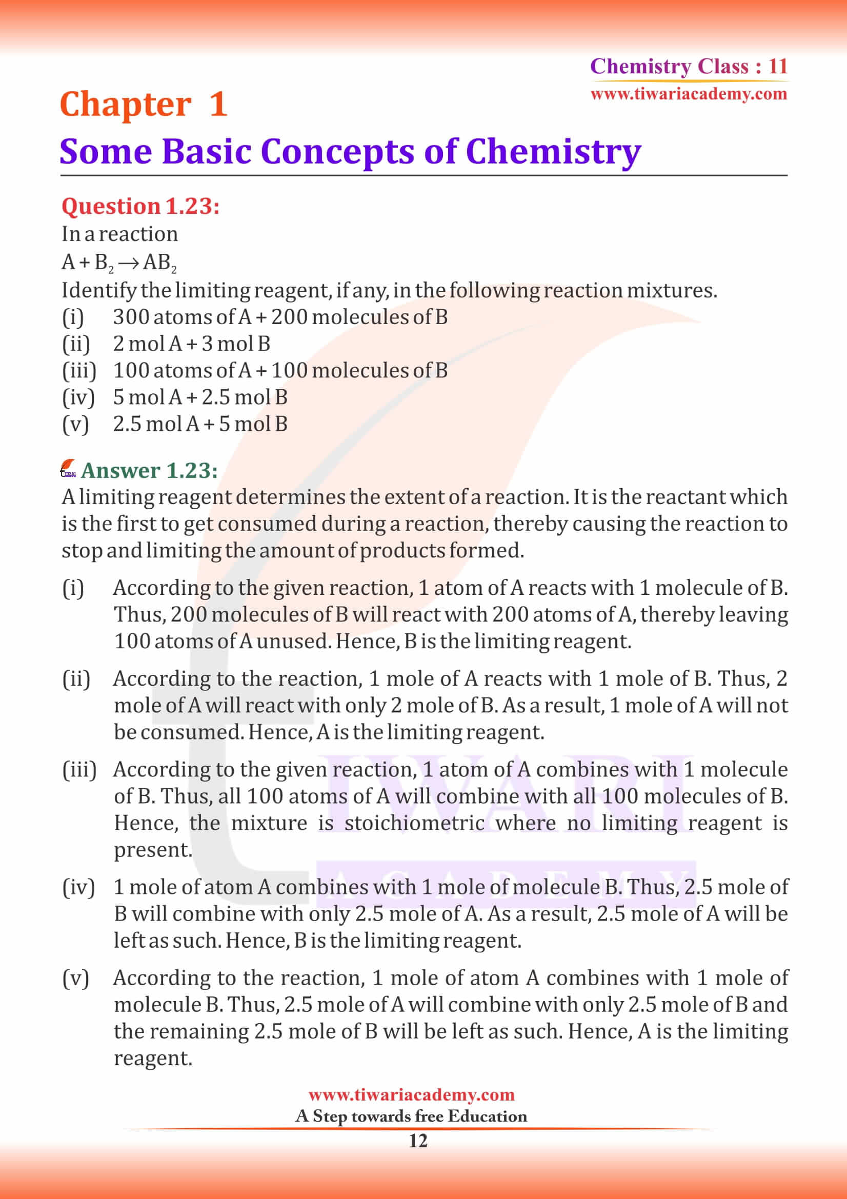 Class 11 Chemistry Chapter 1 answers