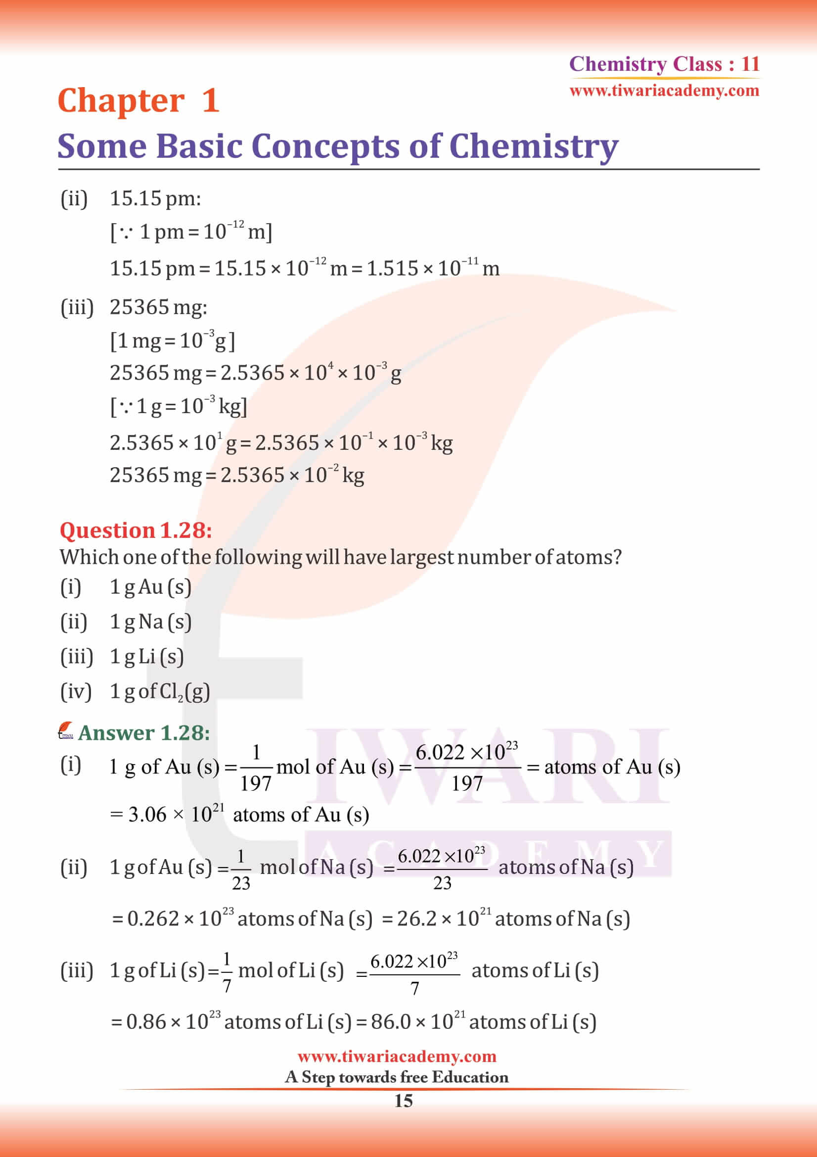 Class 11 Chemistry Chapter 1 free download