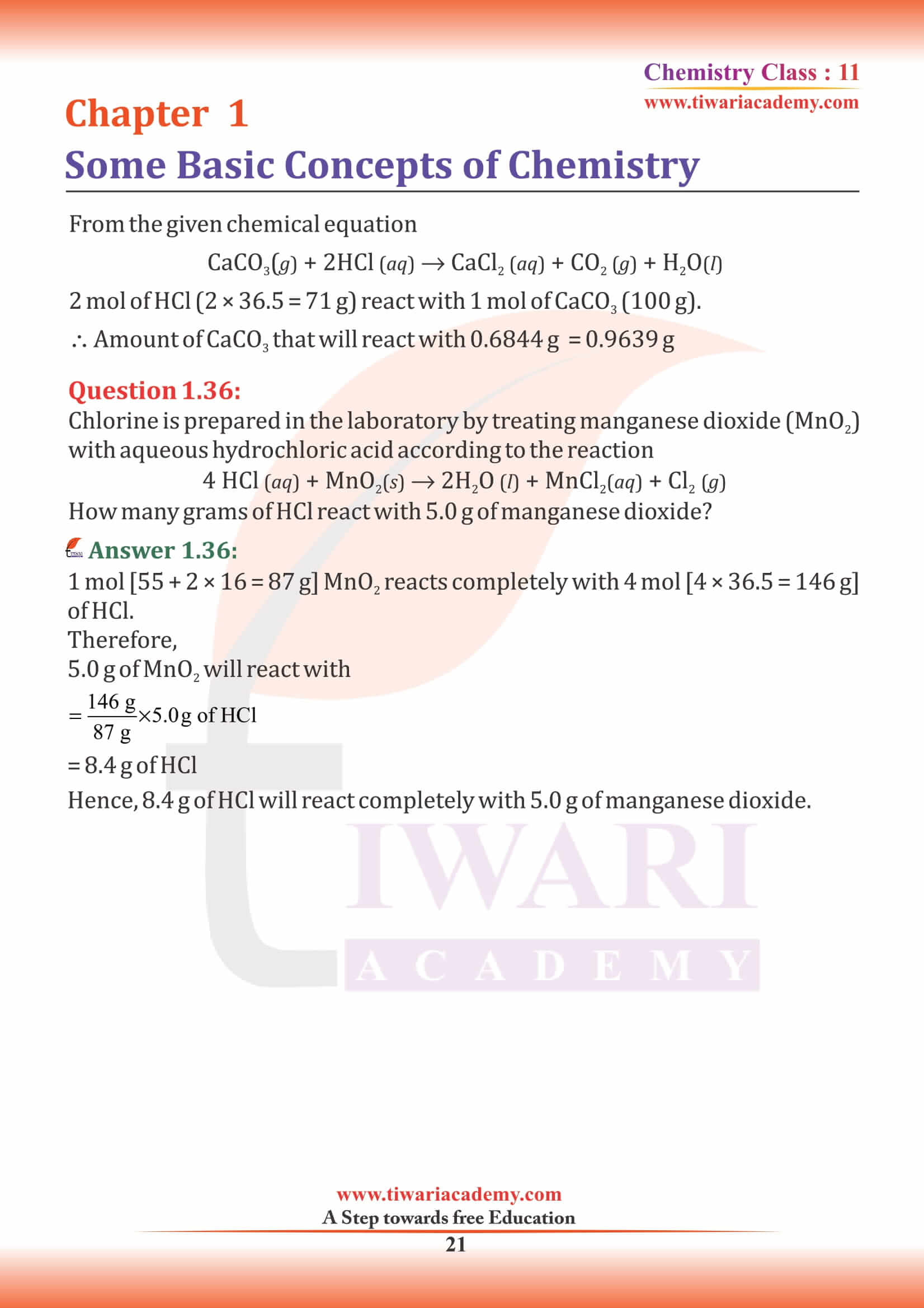 Class 11 Chemistry Chapter 1 answers for state board