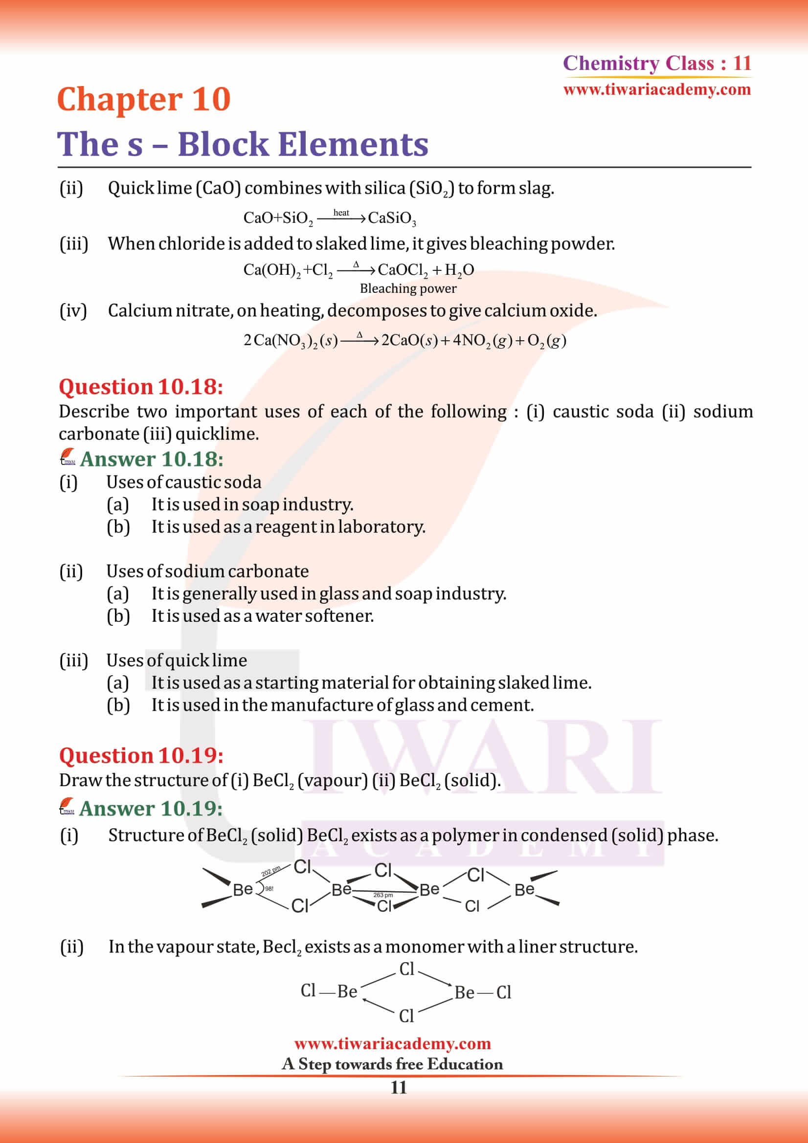 NCERT Solutions for Class 11 Chemistry Chapter 10 answers in PDF