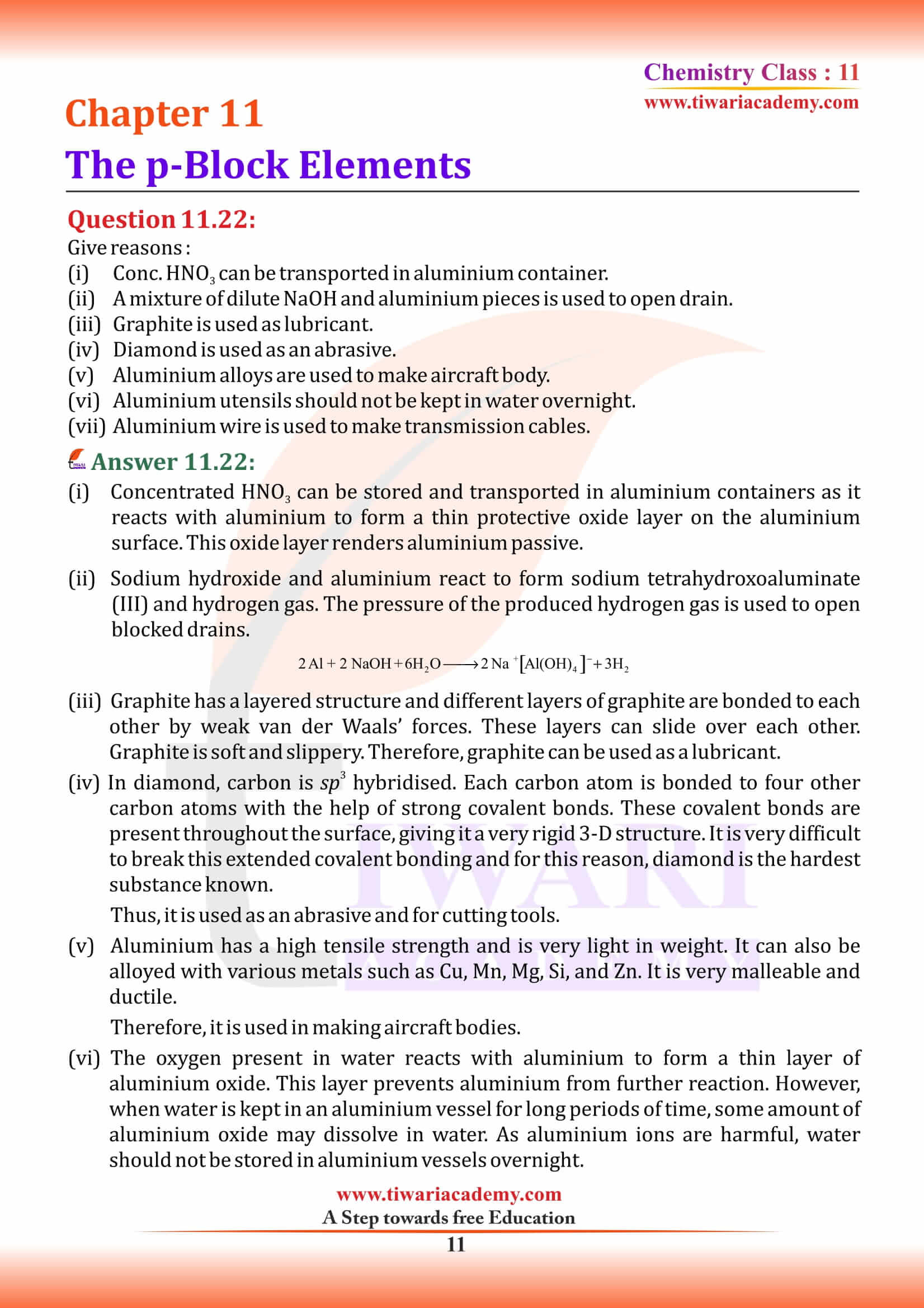 NCERT Solutions for Class 11 Chemistry Chapter 11 assignemtns