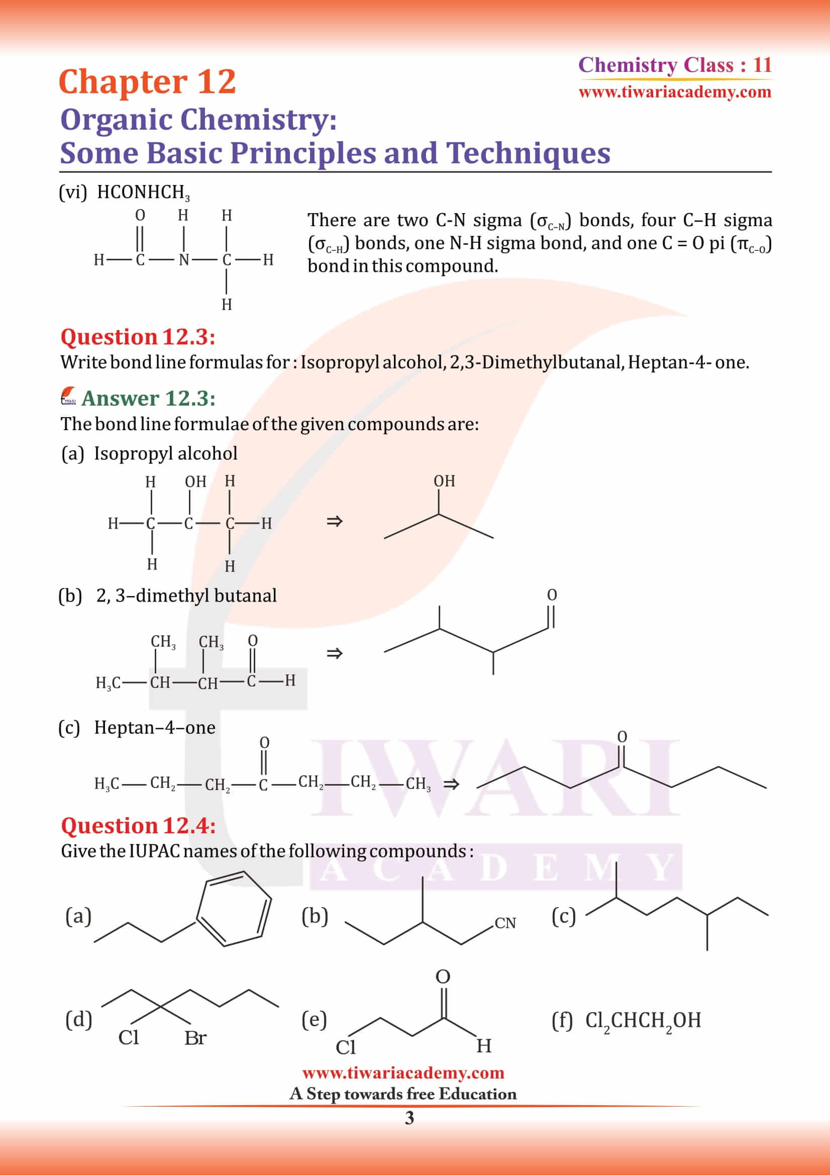 NCERT Solutions for Class 11 Chemistry Chapter 12 in PDF