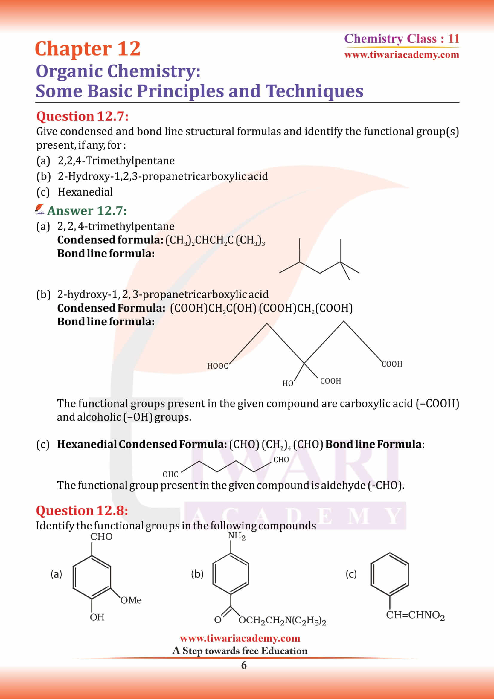 NCERT Solutions for Class 11 Chemistry Chapter 12 exercises questions
