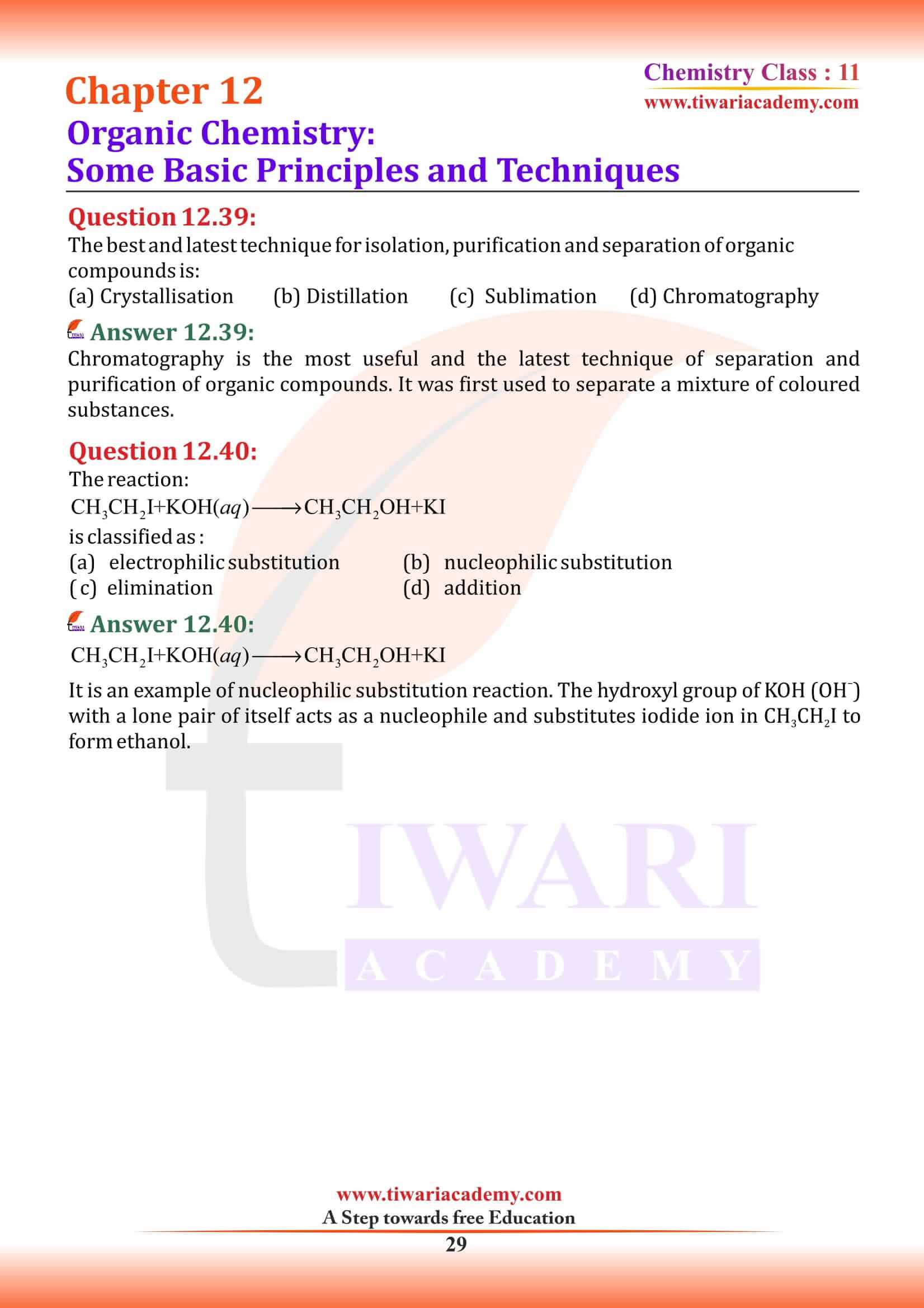 11th Standard Chem Chapter 12 exercises answers