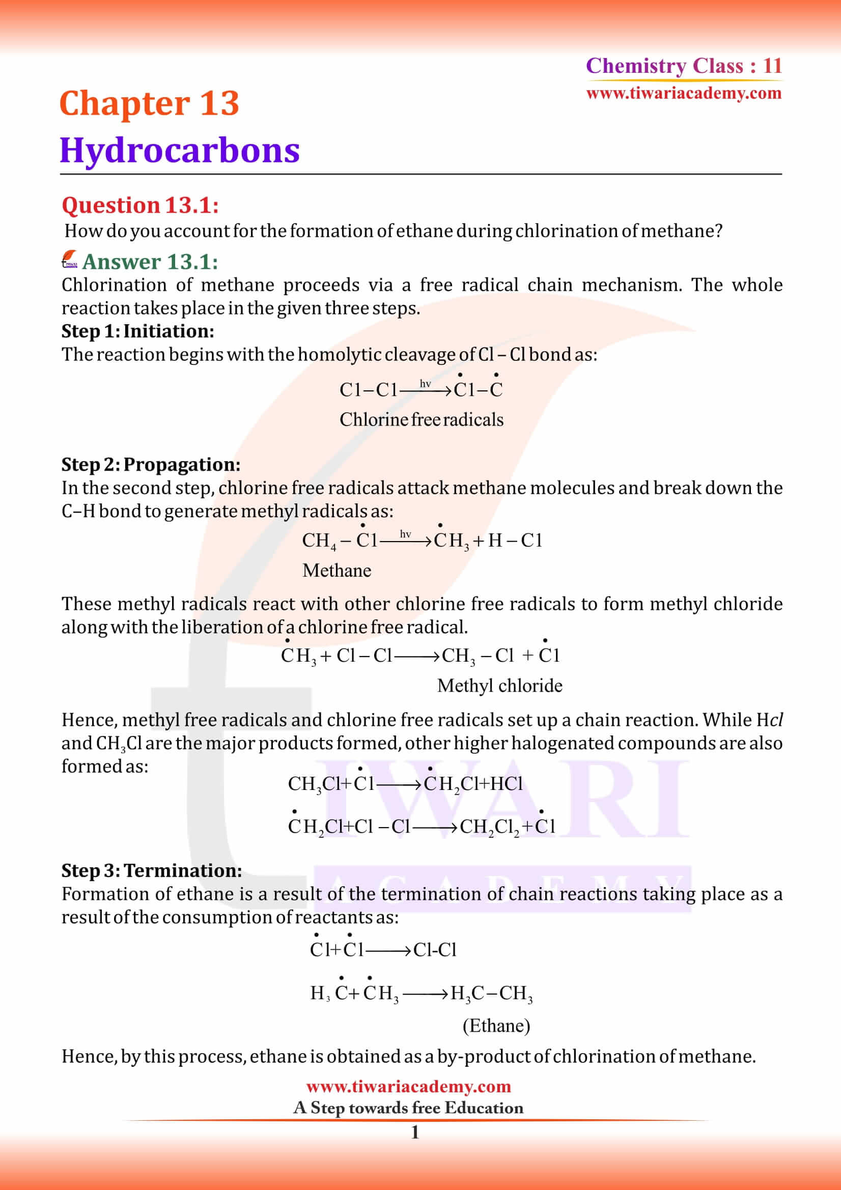 Class 11 Chemistry Chapter 13 Hydrocarbons