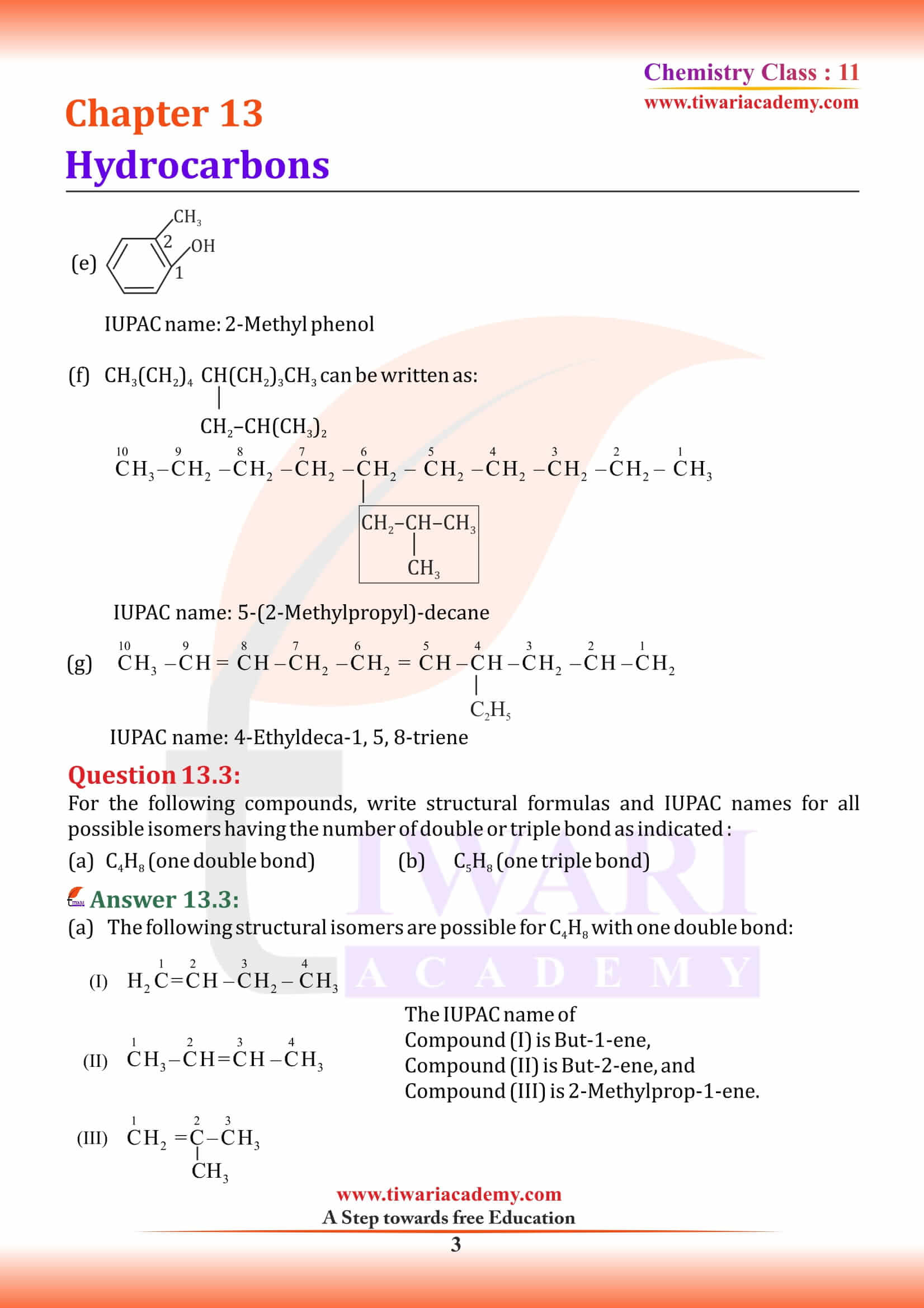 NCERT Solutions for Class 11 Chemistry Chapter 13 in English medium