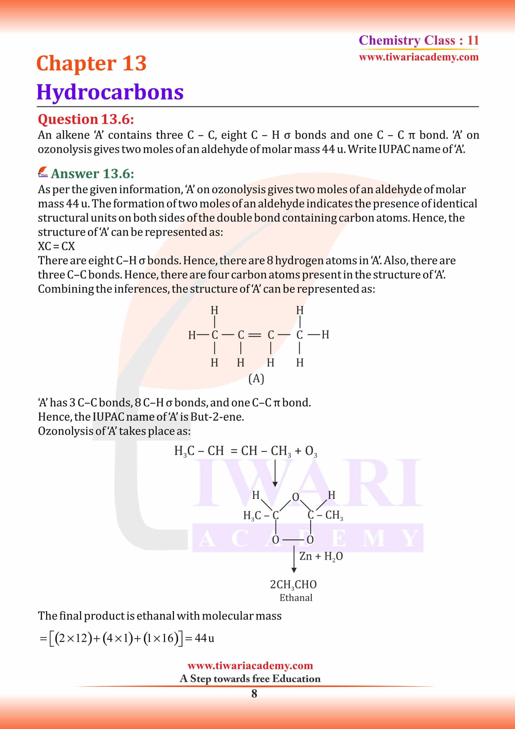 Class 11 Chemistry Chapter 13 in PDF format solutions