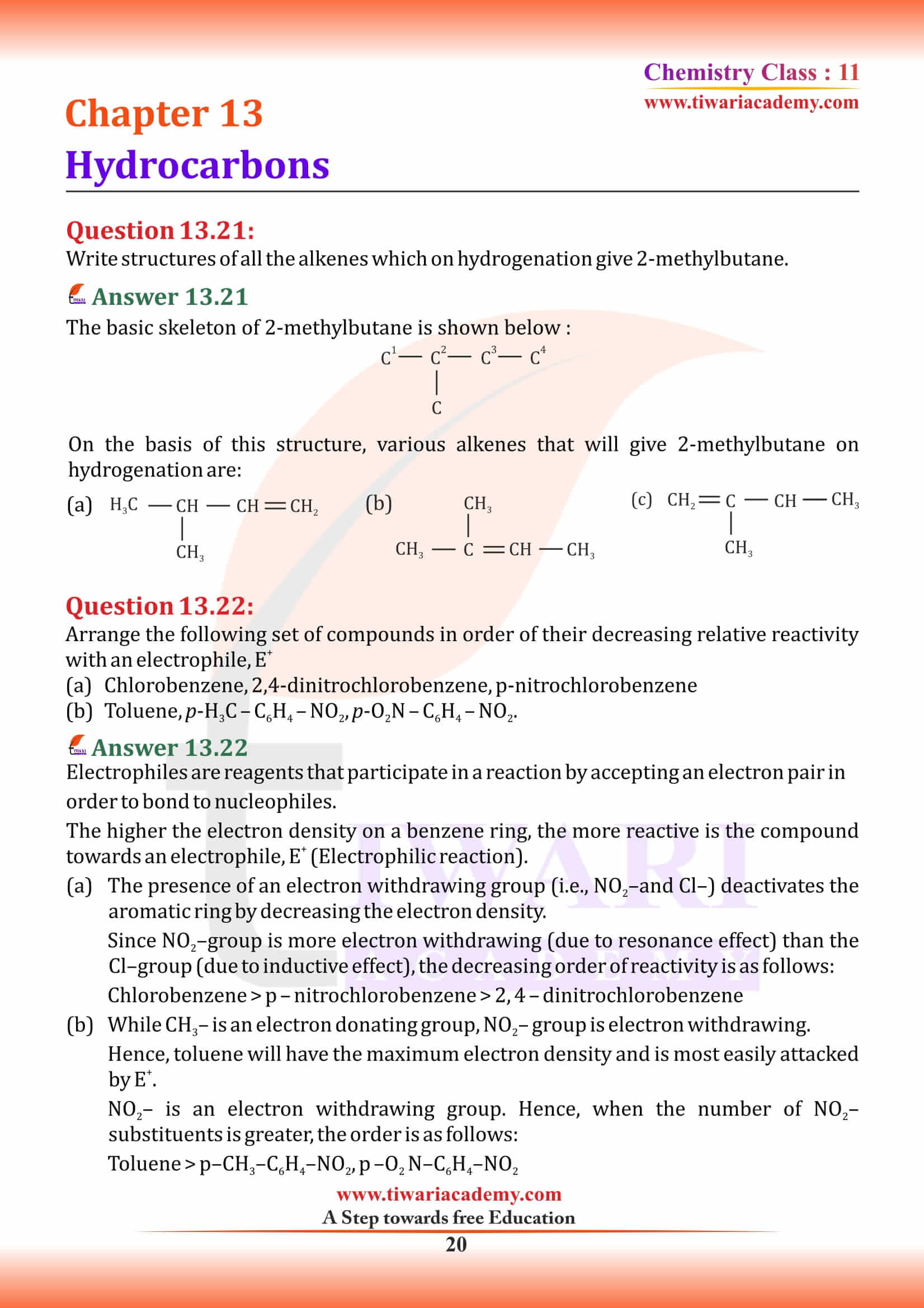 Class 11 Chemistry Chapter 13 NCERT Solutions for State board