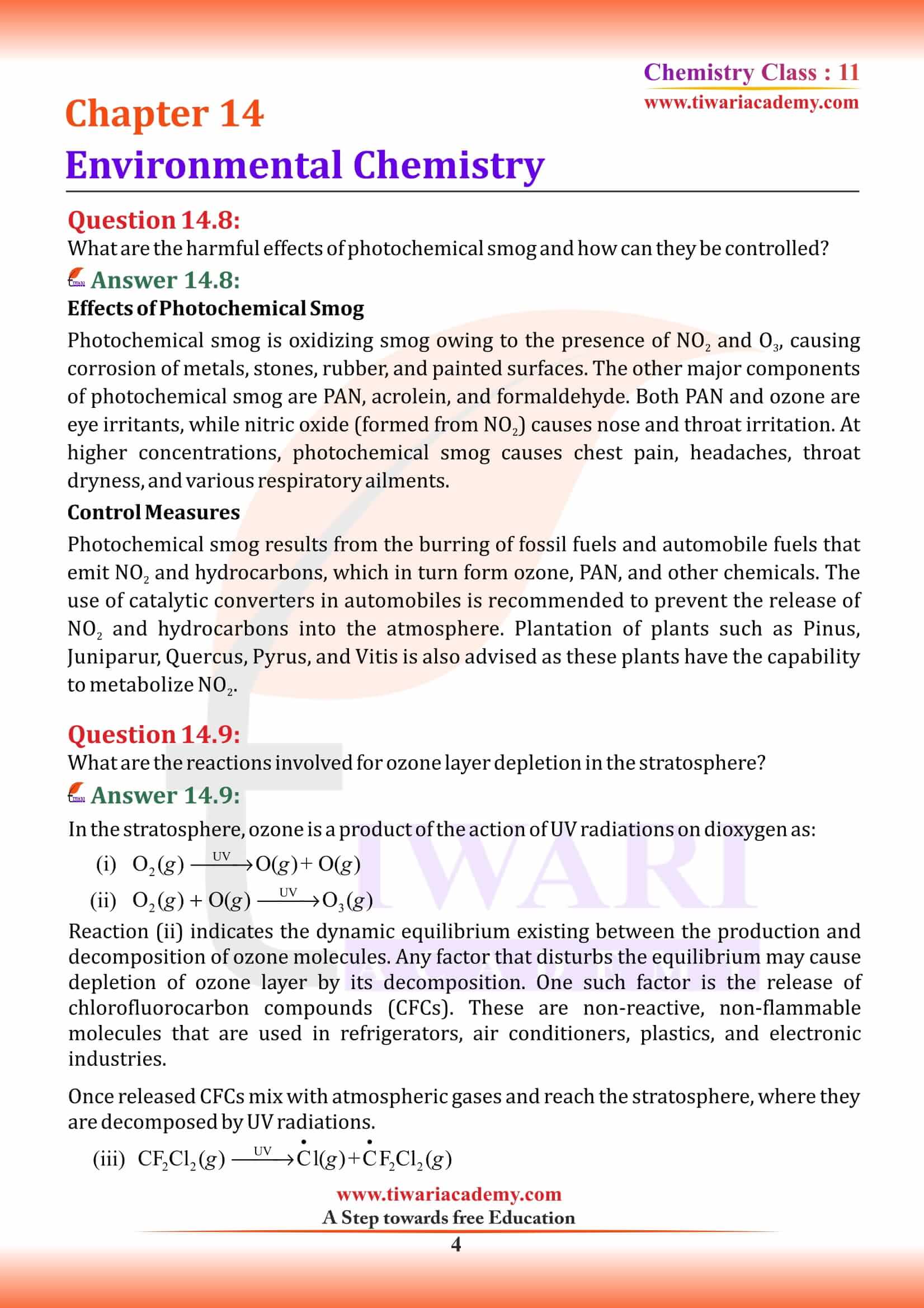 NCERT Solutions for Class 11 Chemistry Chapter 14 in PDF