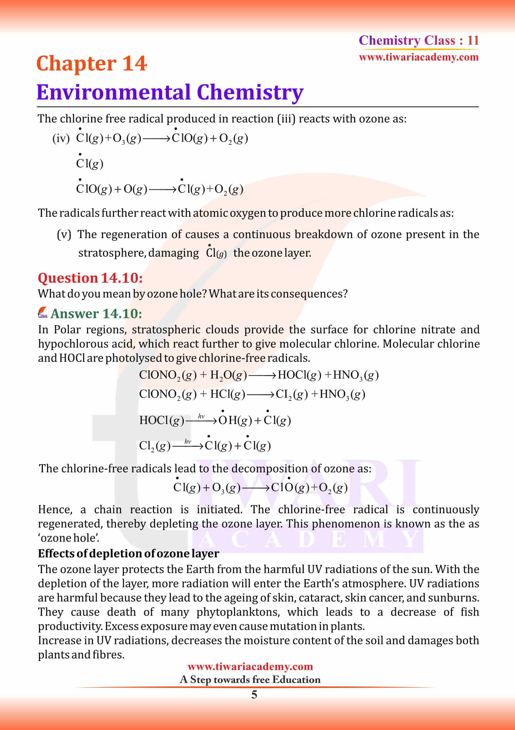 NCERT Solutions for Class 11 Chemistry Chapter 14 intext question answers