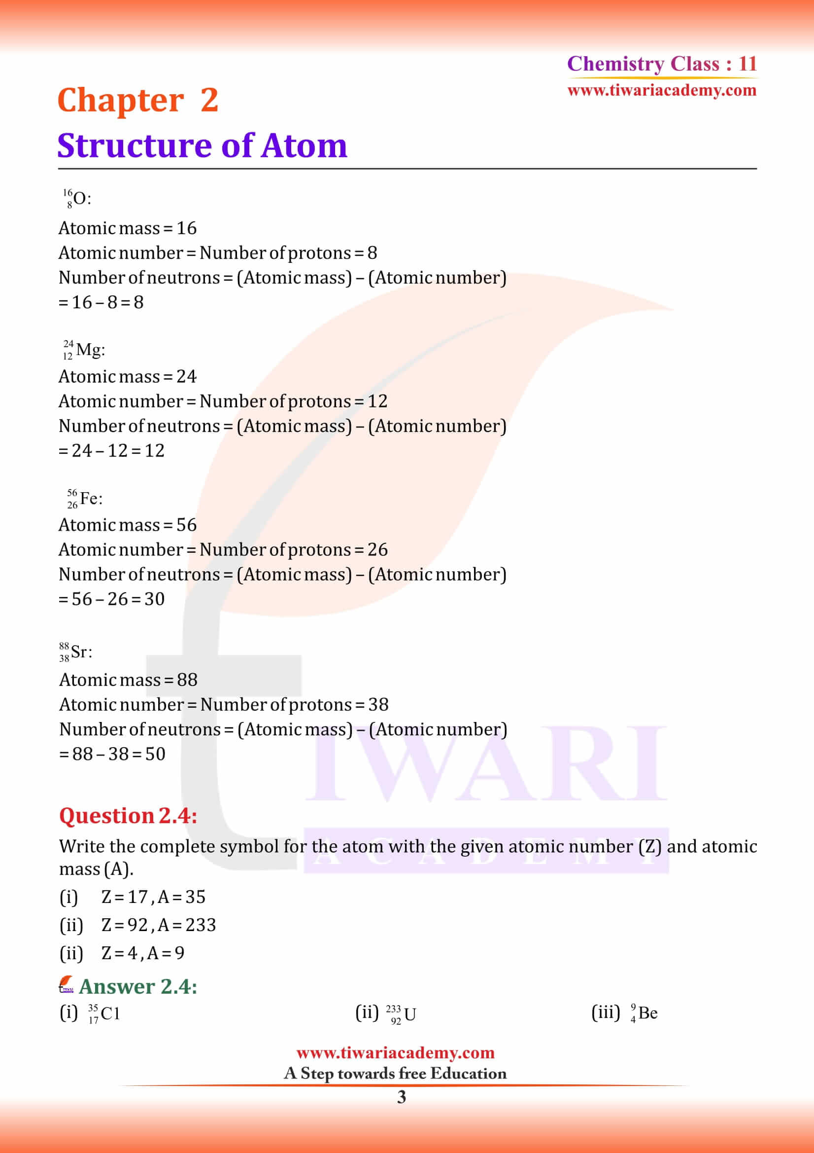 NCERT Solutions for Class 11 Chemistry Chapter 2