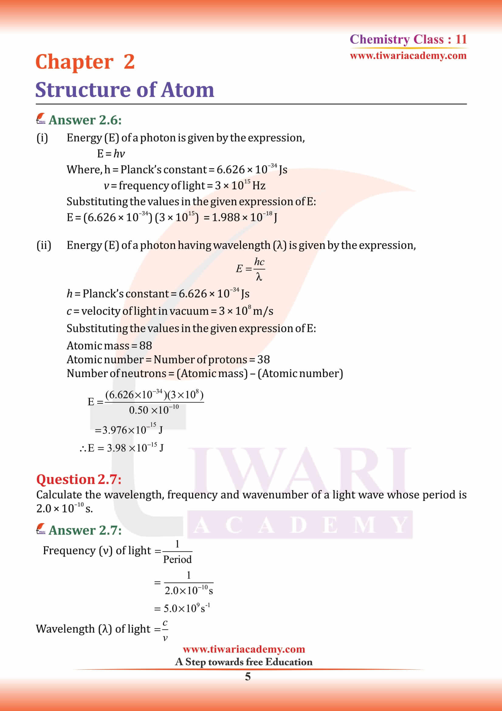 NCERT Solutions for Class 11 Chemistry Chapter 2 download