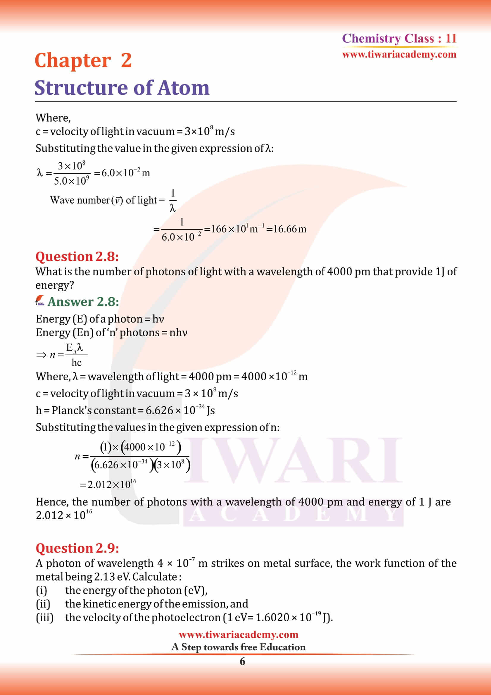 NCERT Solutions for Class 11 Chemistry Chapter 2 questions 1 2 3 4 5