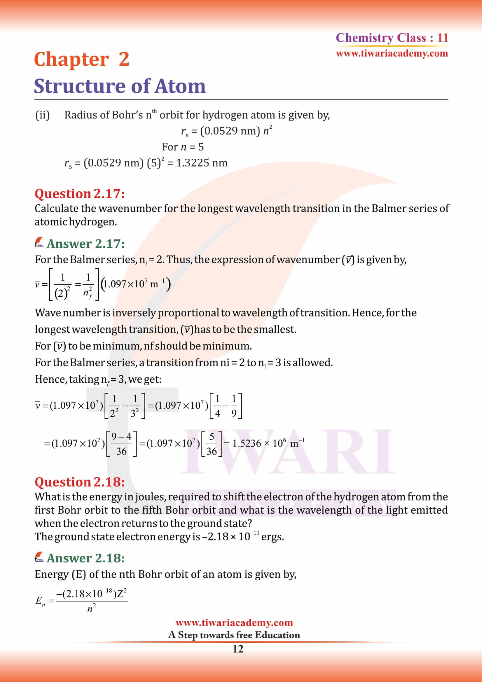 NCERT Solutions for Class 11 Chemistry Chapter 2 ND