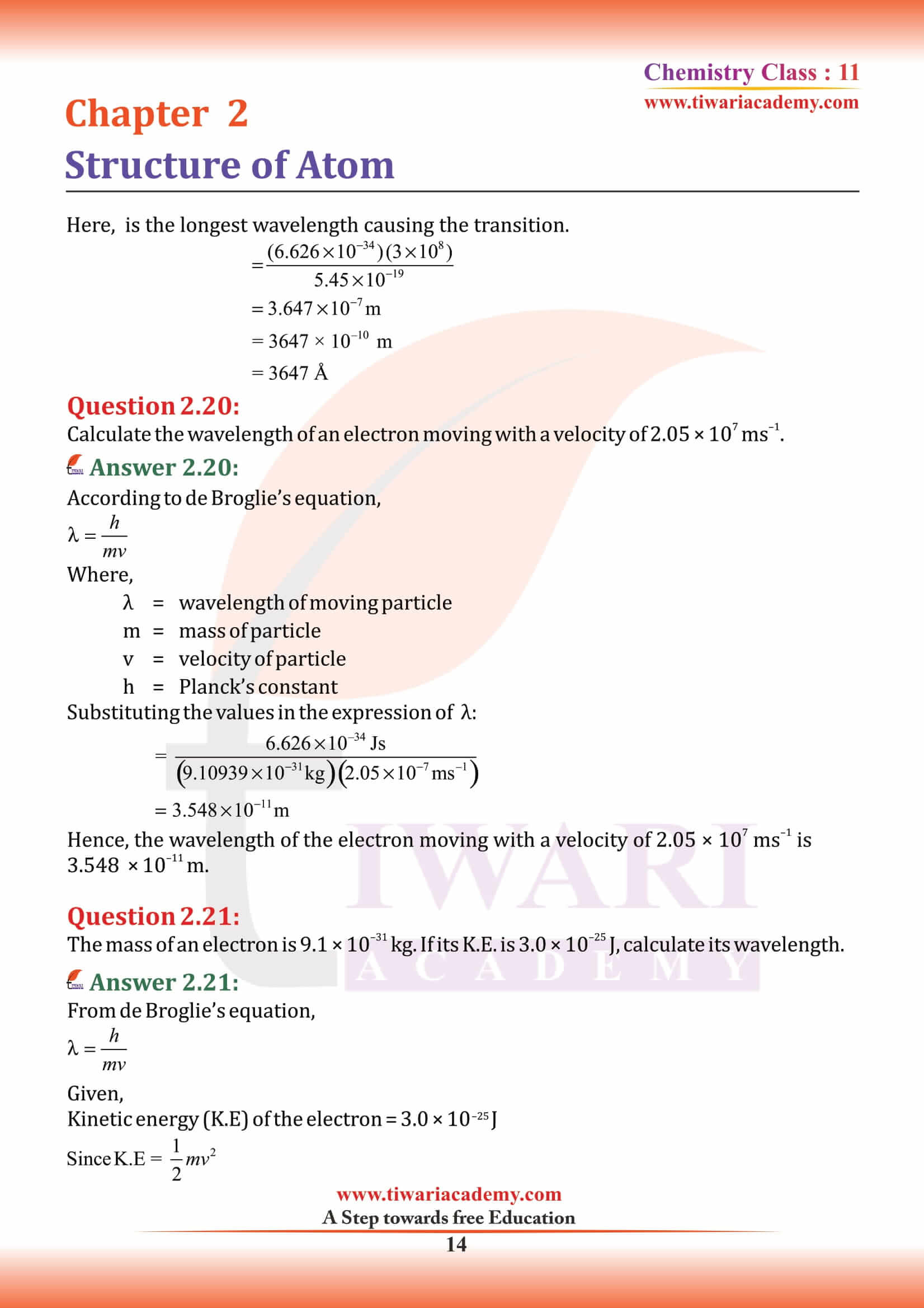 NCERT Solutions for Class 11 Chemistry Chapter 2 answers in English