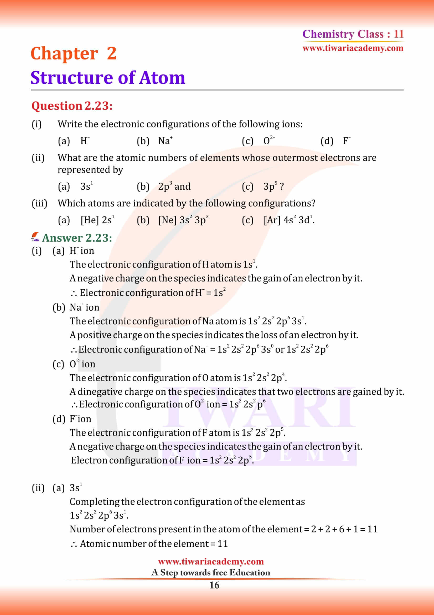 NCERT Solutions for Class 11 Chemistry Chapter 2 for new session
