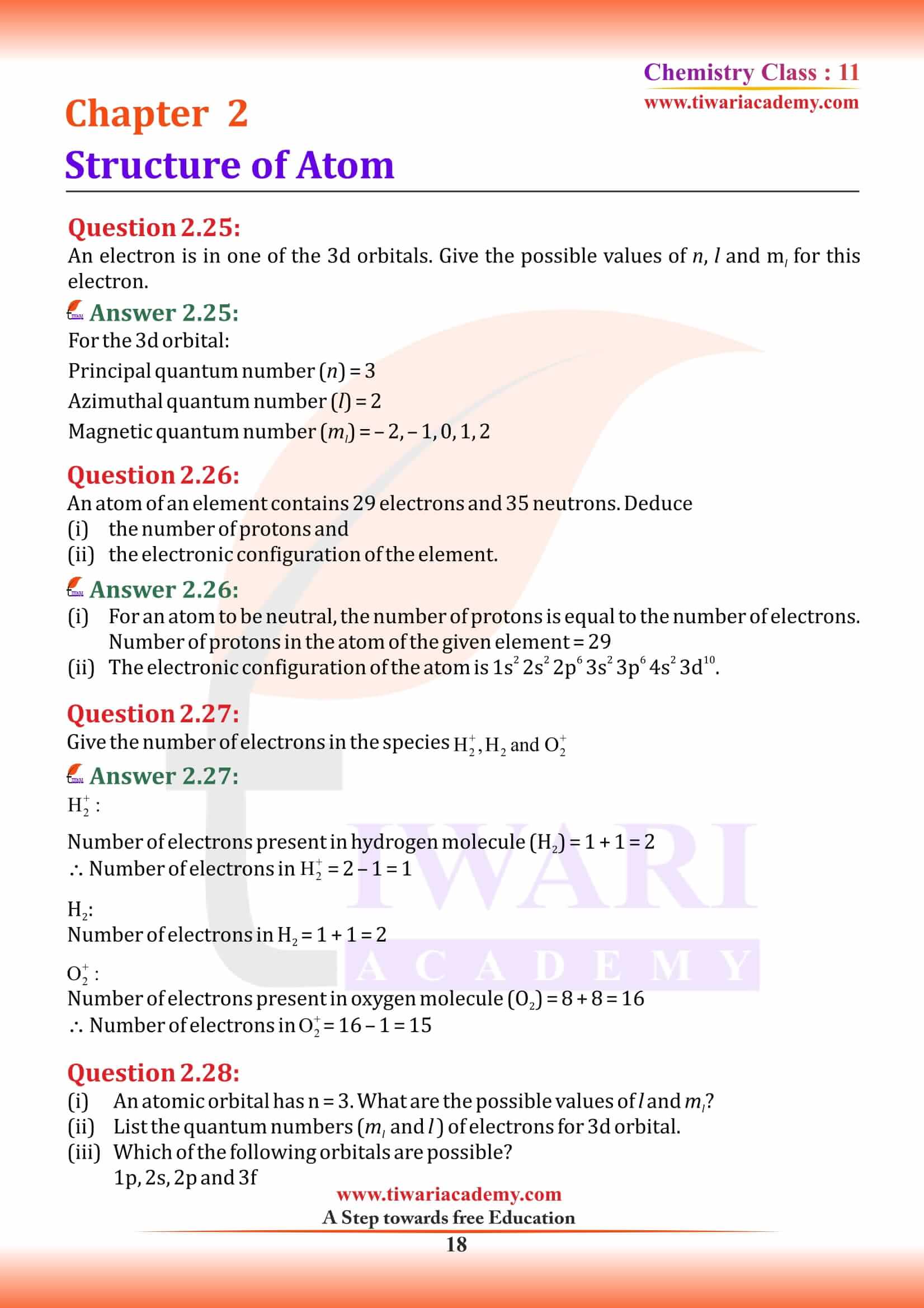 NCERT Solutions for Class 11 Chemistry Chapter 2 MCQ
