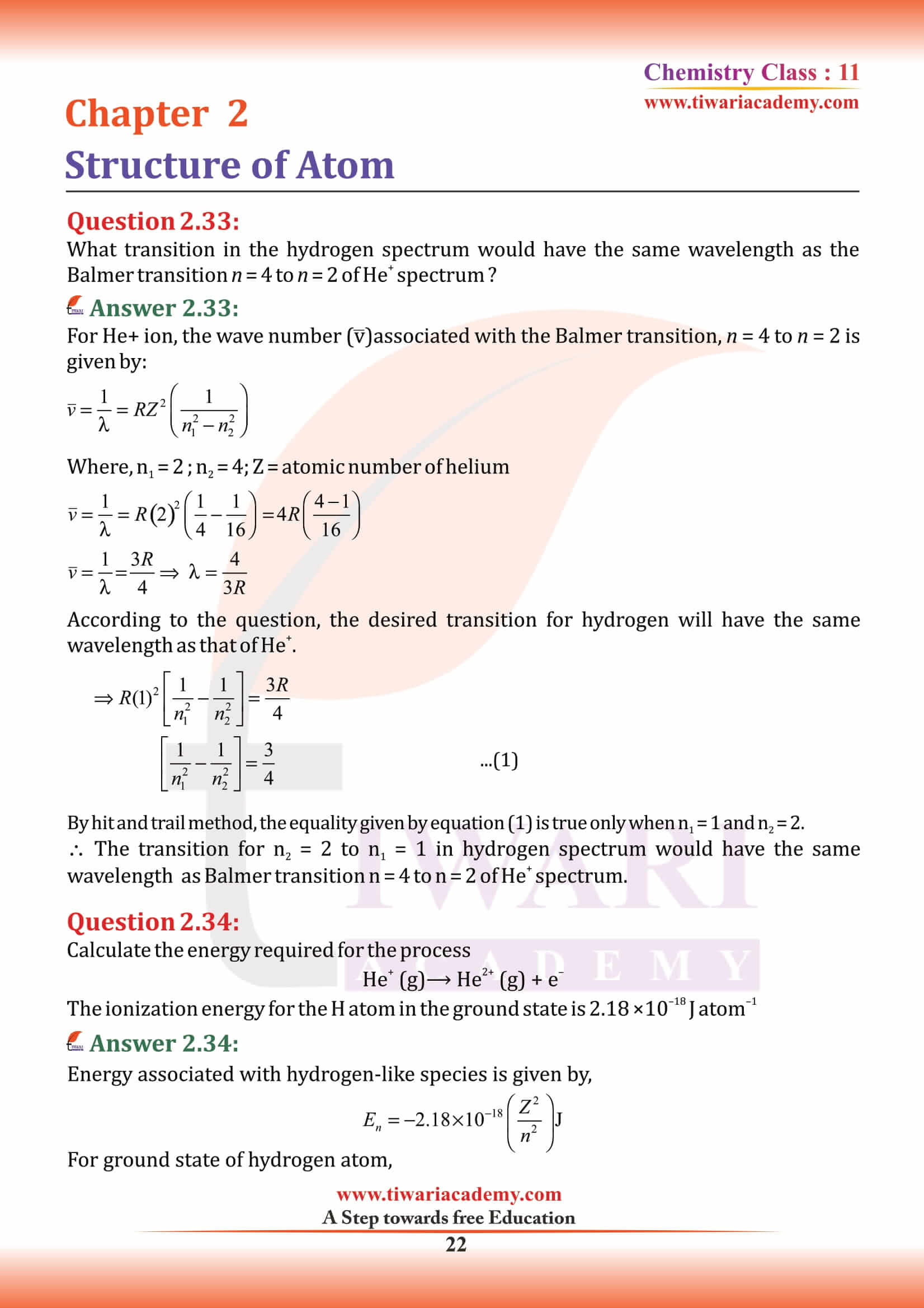 NCERT Solutions for Class 11 Chemistry Chapter 2 all answers free