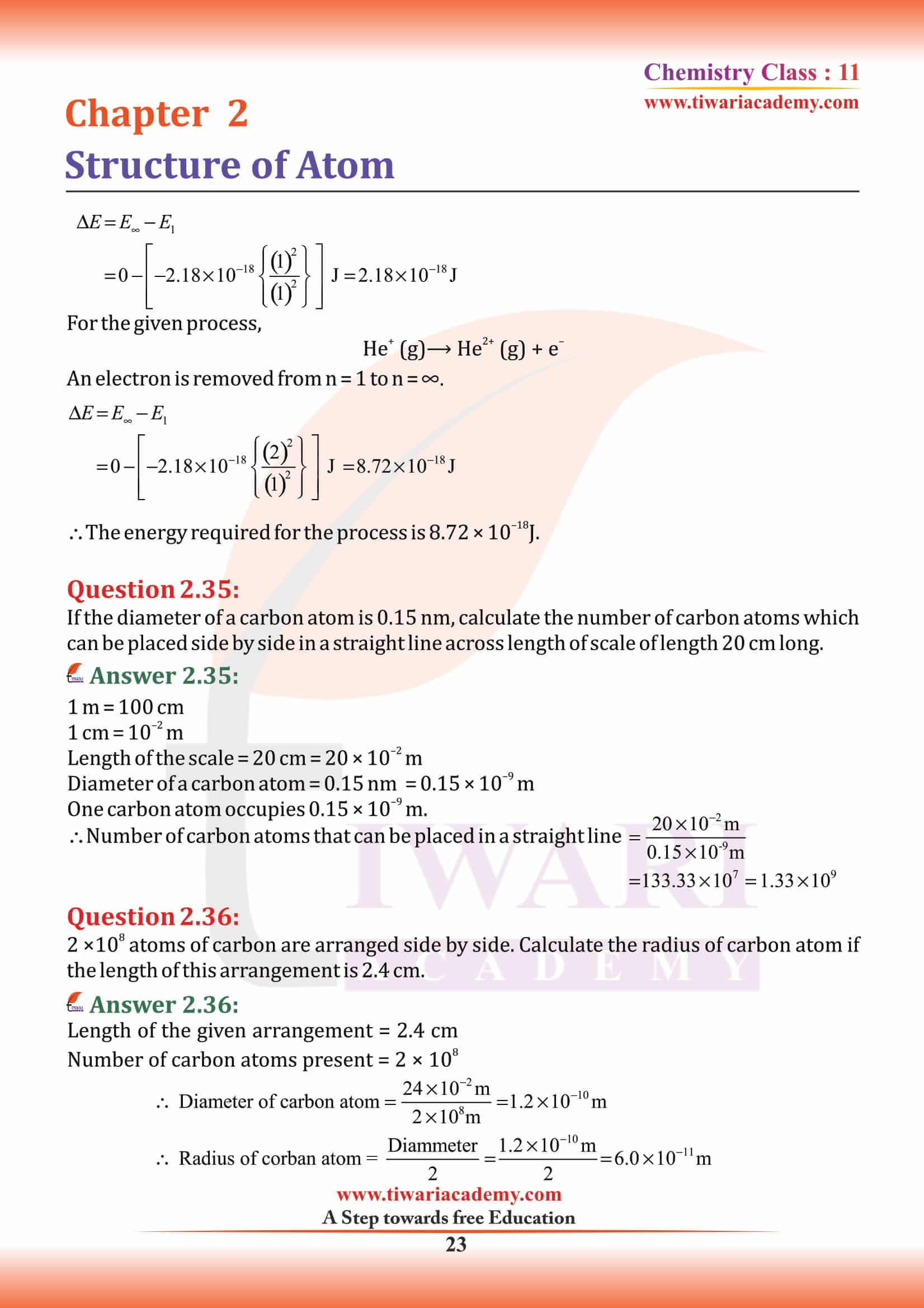 NCERT Solutions for Class 11 Chemistry Chapter 2 downlaod answers