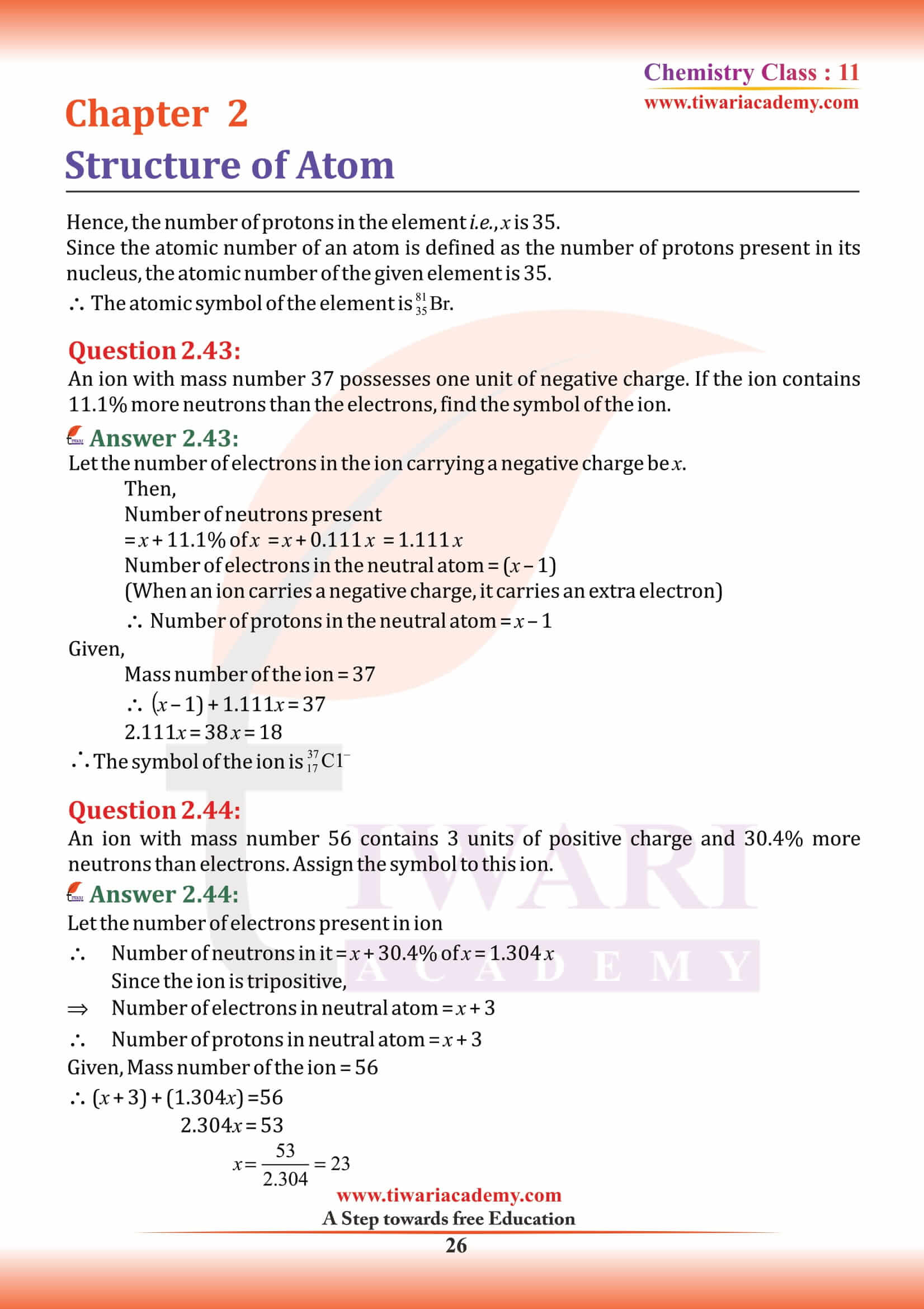 Class 11 Chemistry Chapter 2 MCQ