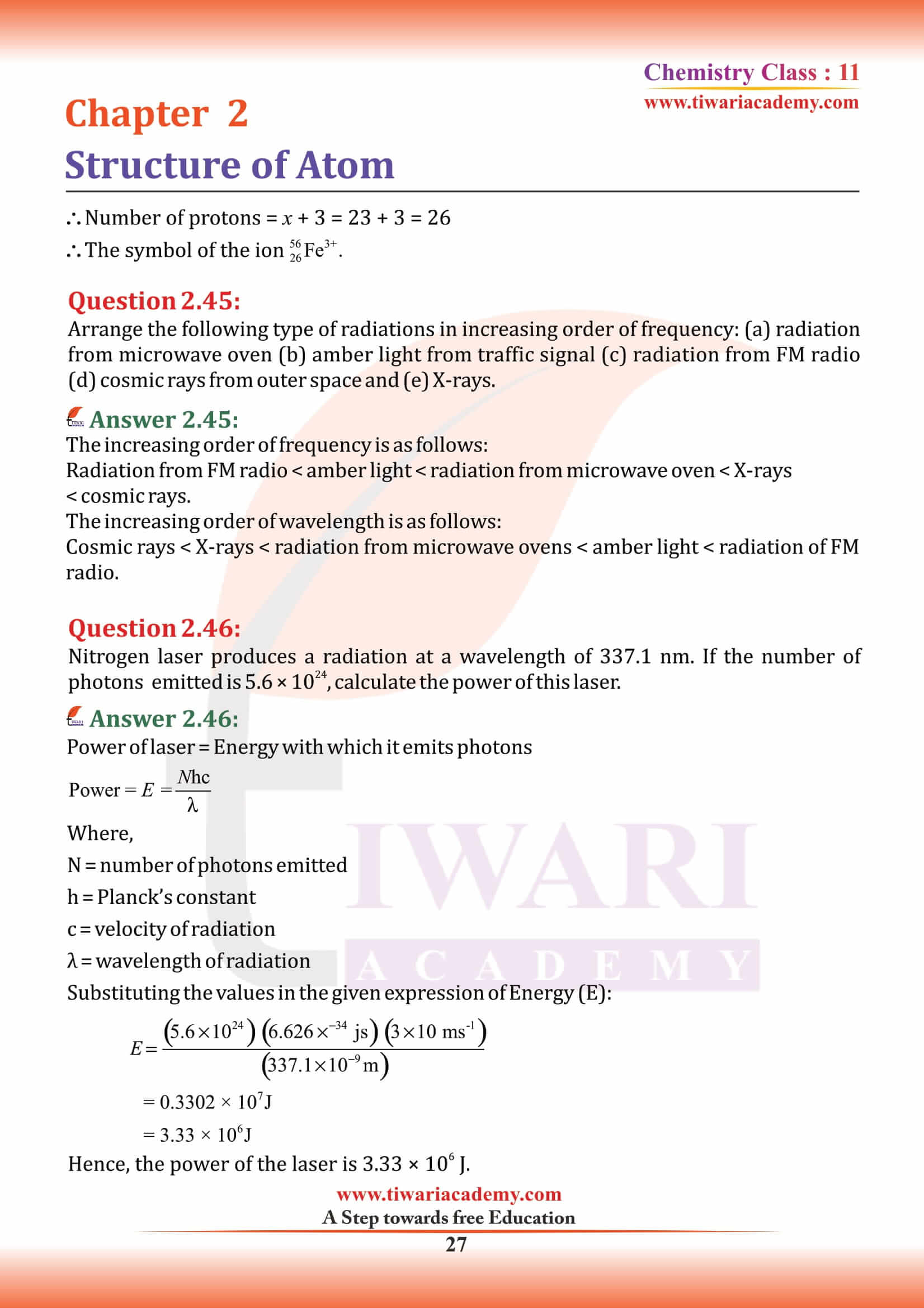 Class 11 Chemistry Chapter 2 Multiple choice questions