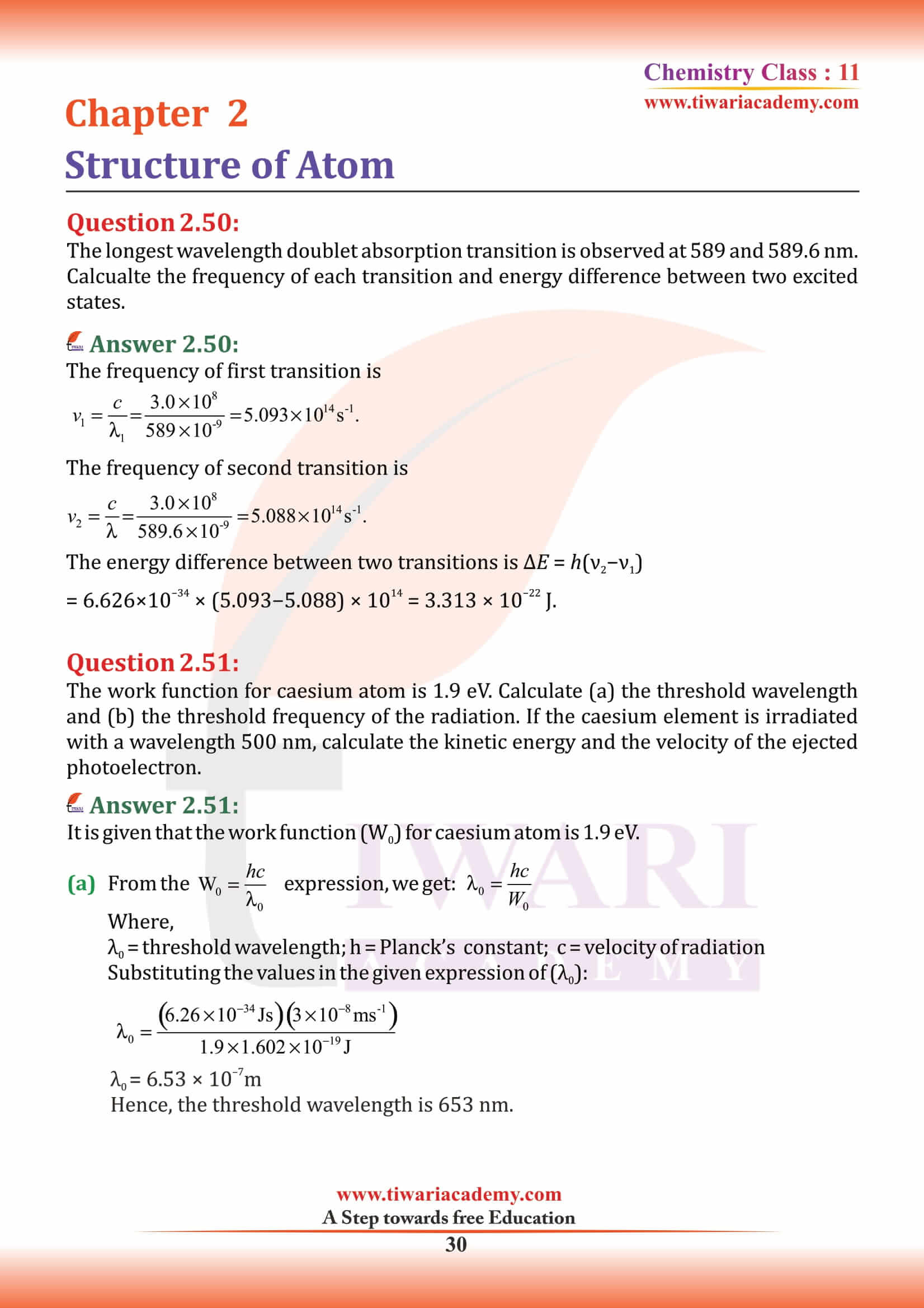 Class 11 Chemistry Chapter 2 practice questions