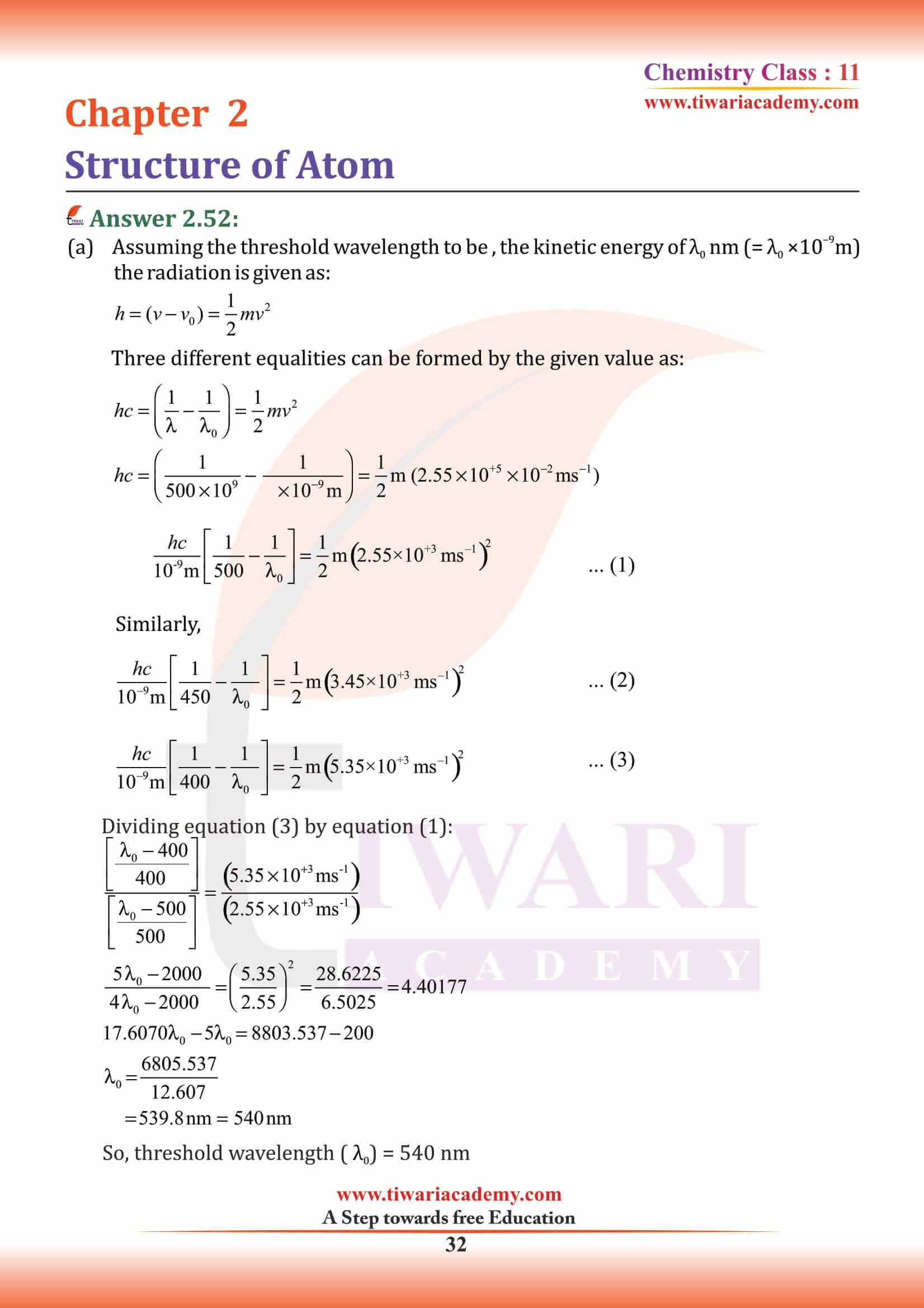 Class 11 Chemistry Chapter 2 exercise answers
