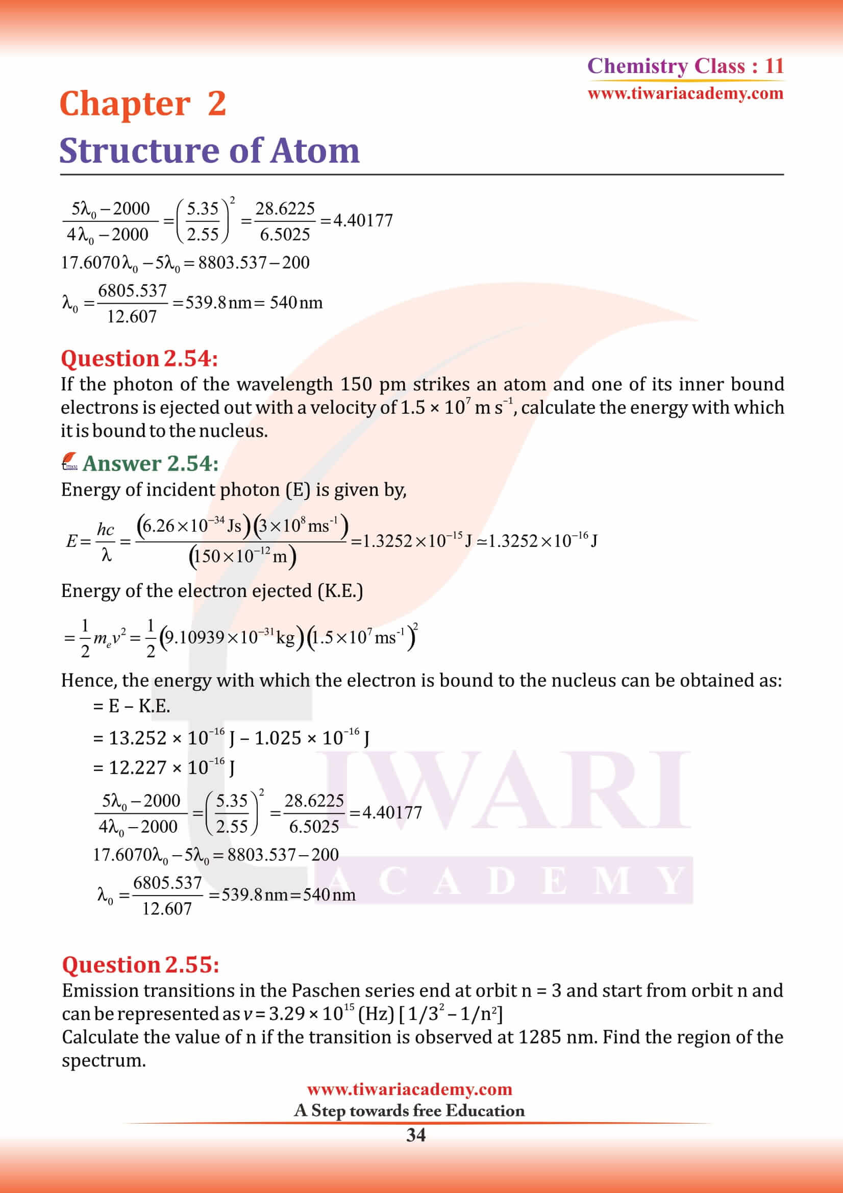 Class 11 Chemistry Chapter 2 in PDF solutions