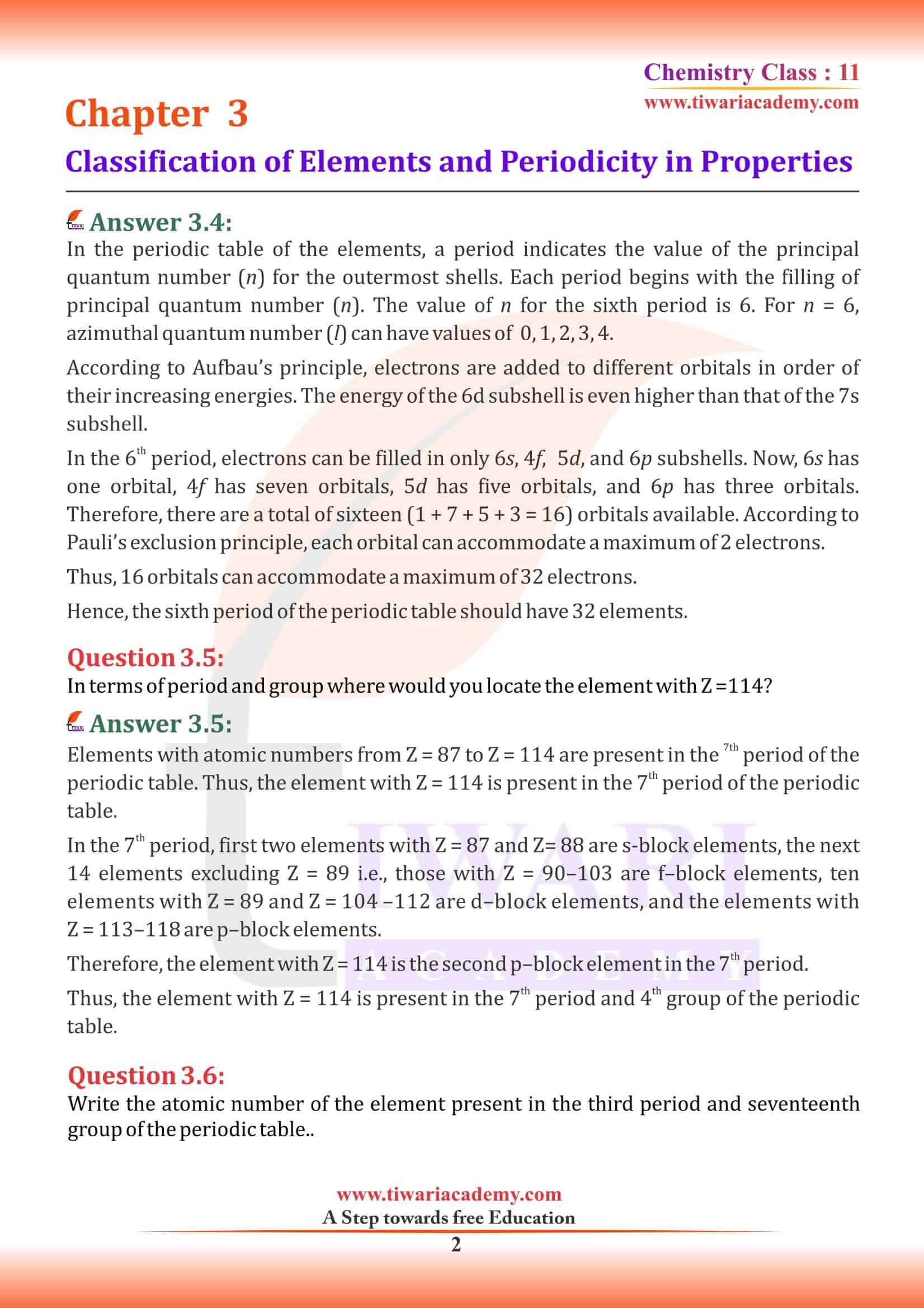 NCERT Solutions for Class 11 Chemistry Chapter 3