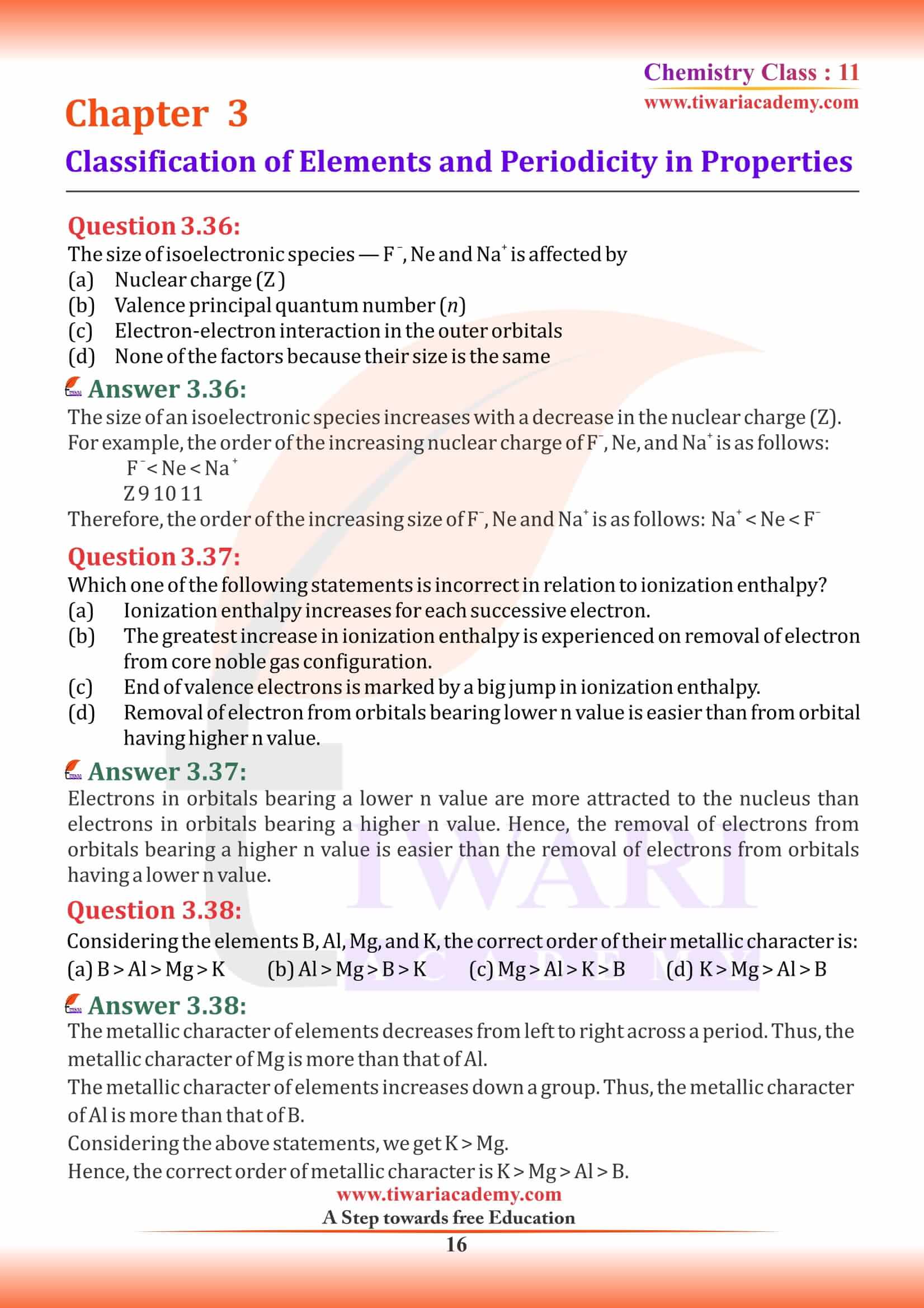 Class 11 Chemistry Chapter 3 Intext question answers