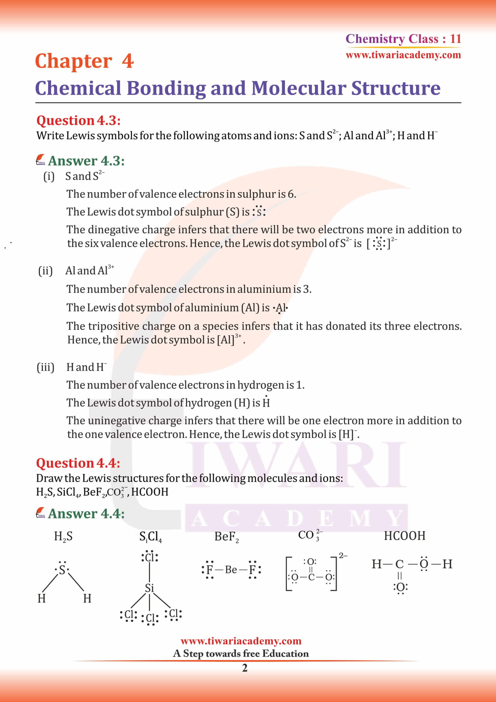 NCERT Solutions for Class 11 Chemistry Chapter 4 Chemical Bonding