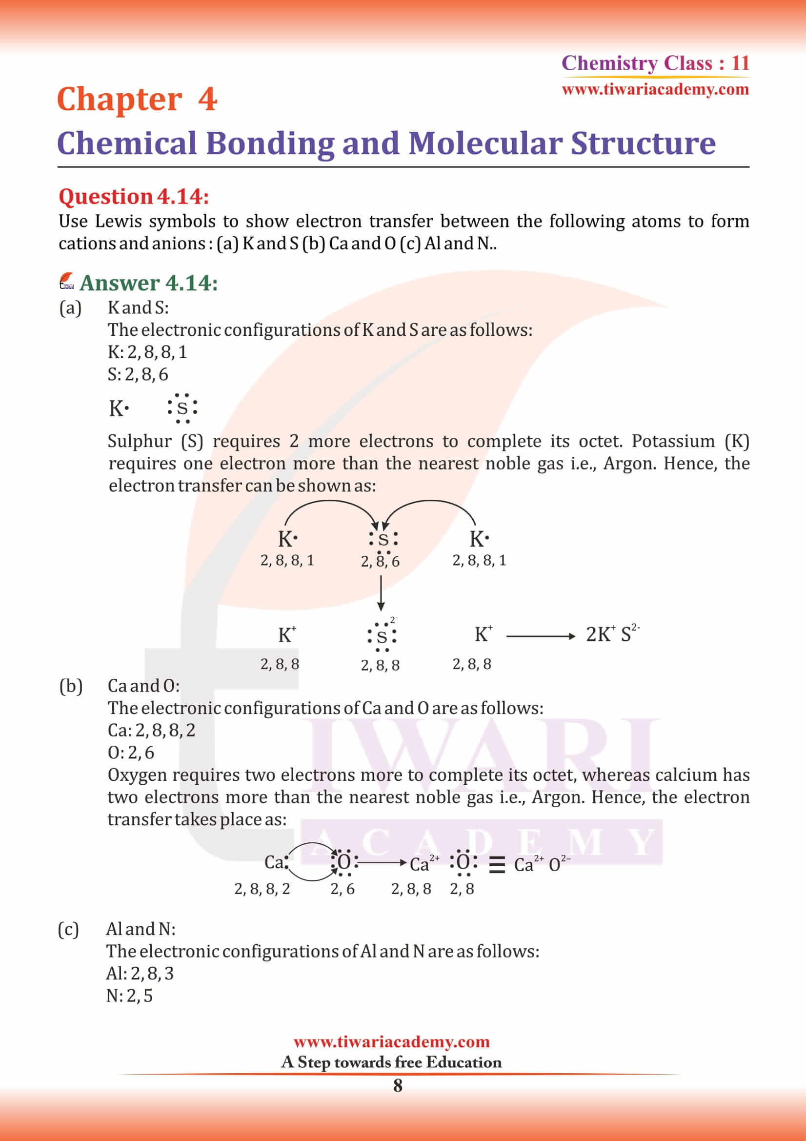 NCERT Solutions for Class 11 Chemistry Chapter 4 exercises