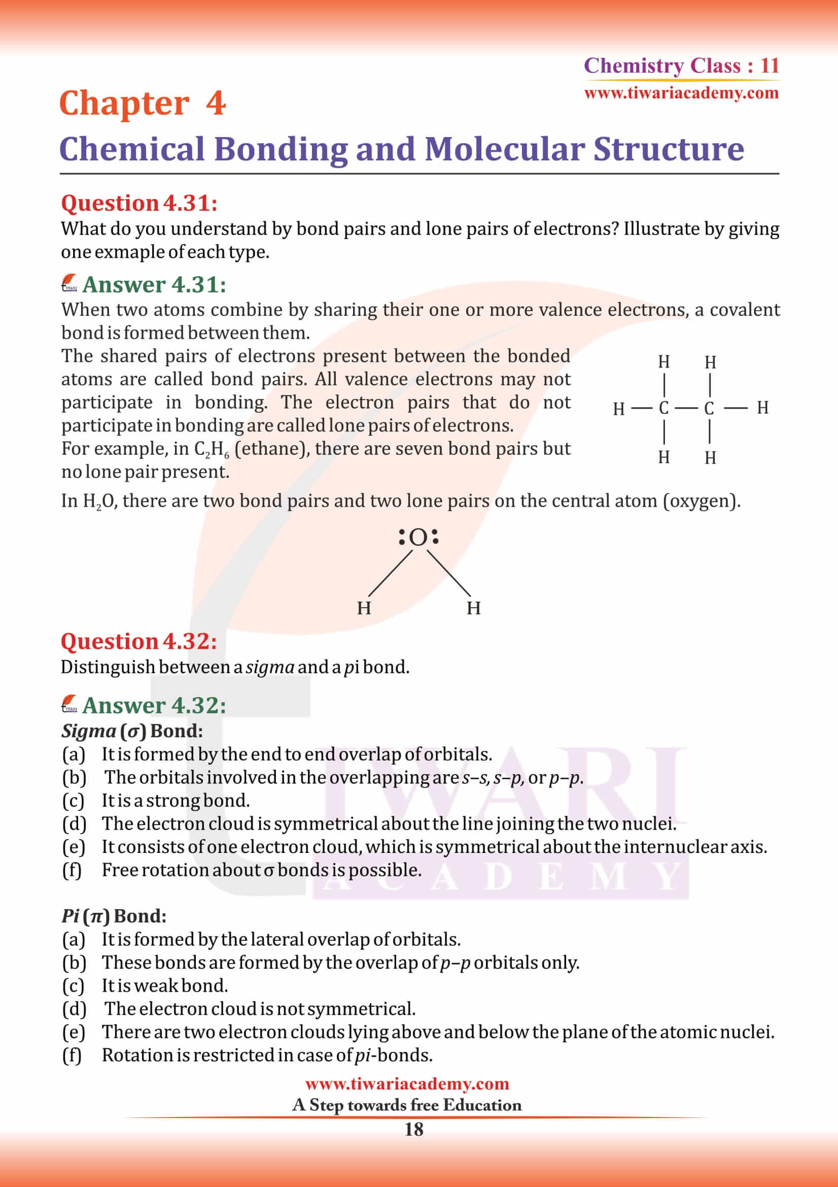 Class 11 Chemistry Chapter 4 solutions in pdf