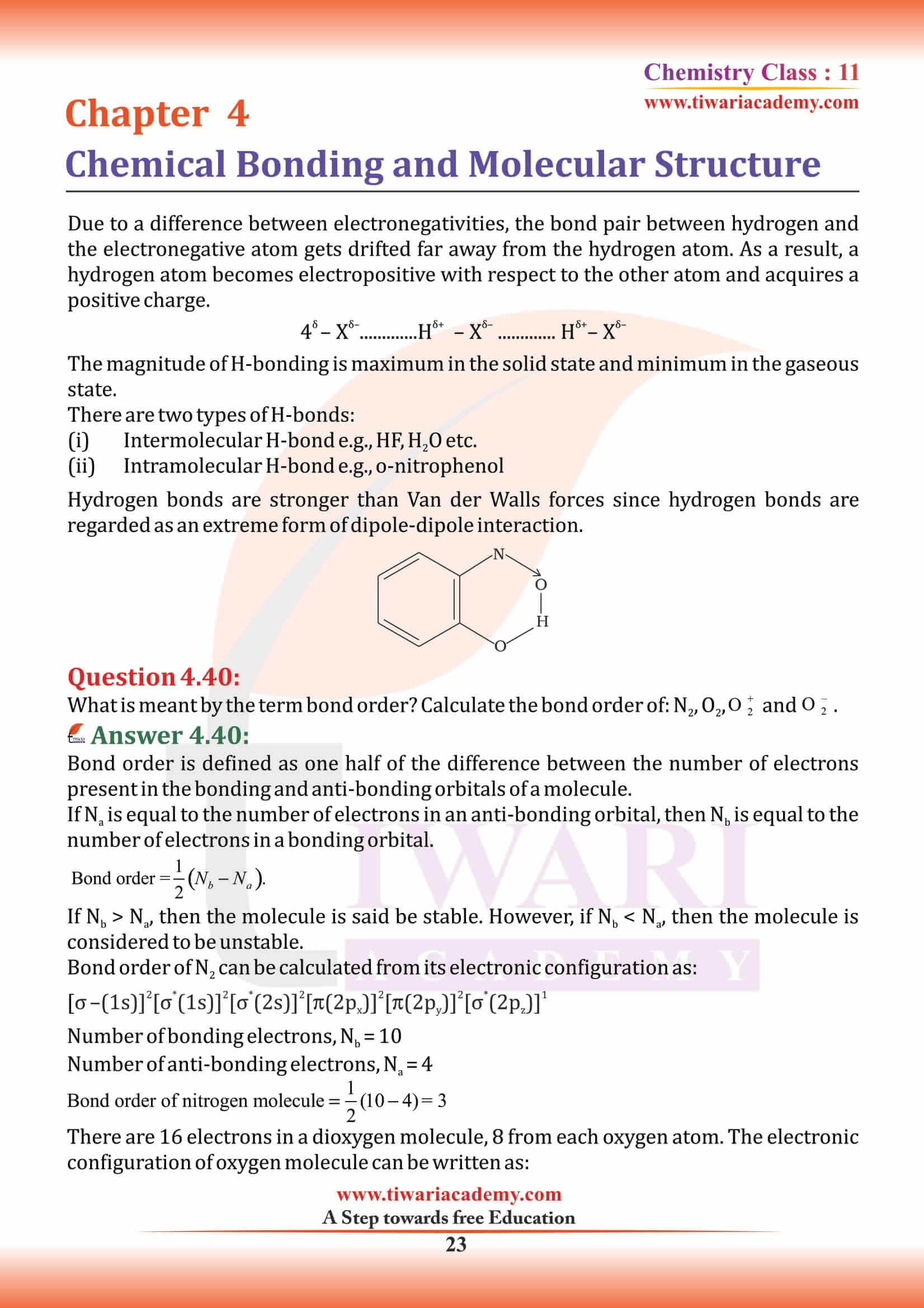 Class 11 Chemistry Chapter 4 for up board