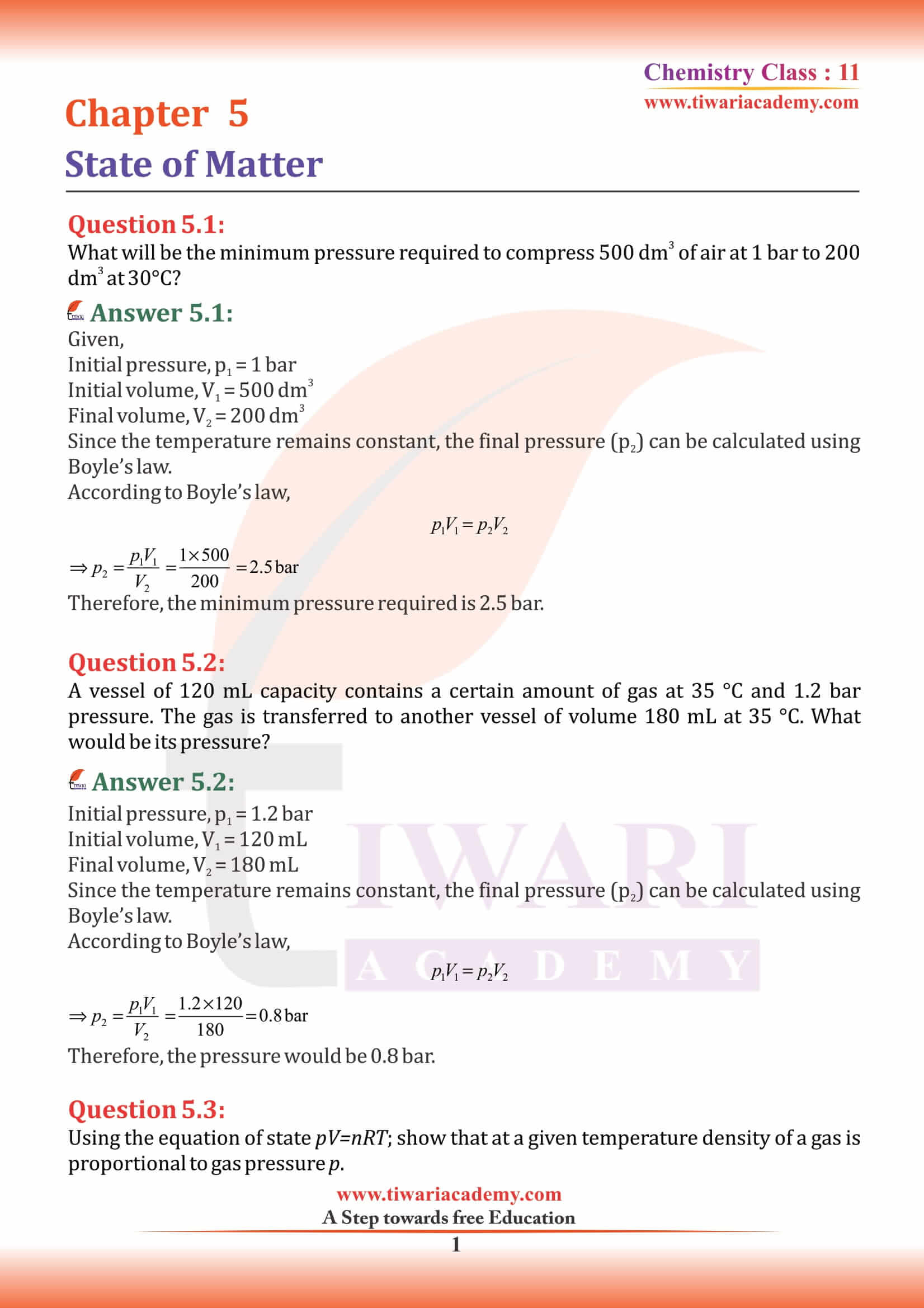 NCERT Solutions for Class 11 Chemistry Chapter 5