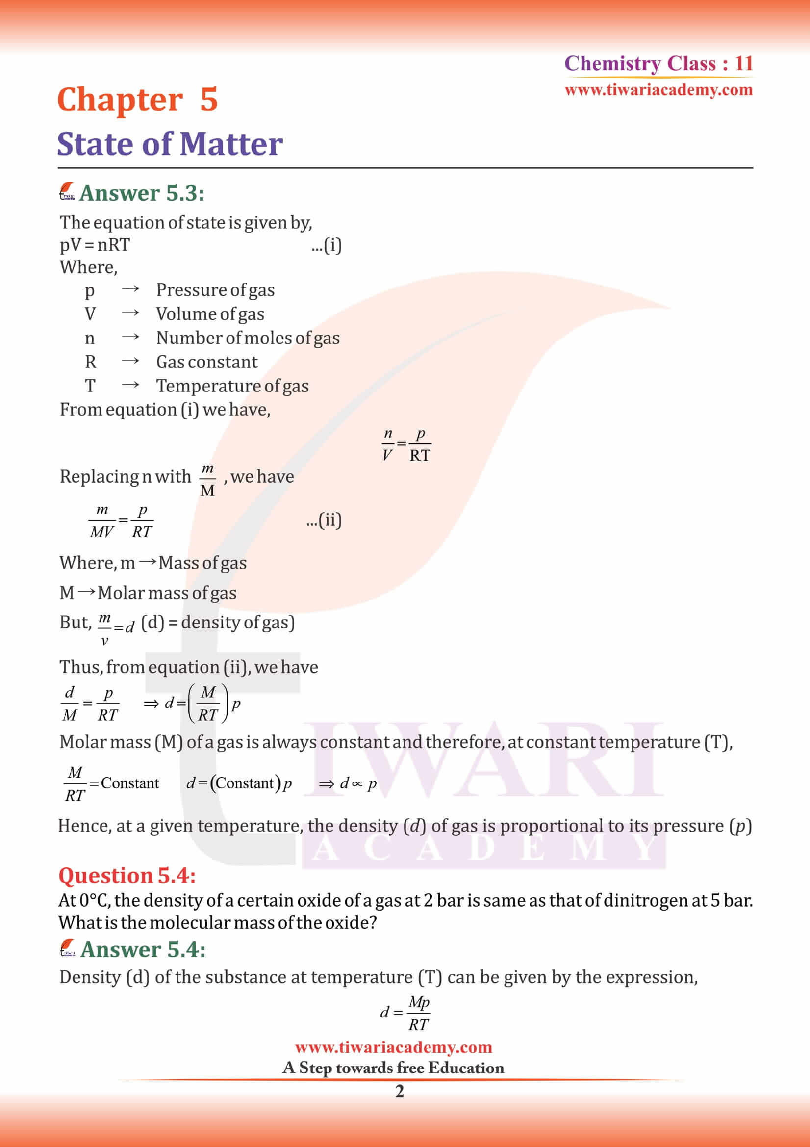 Class 11 Chemistry Chapter 5