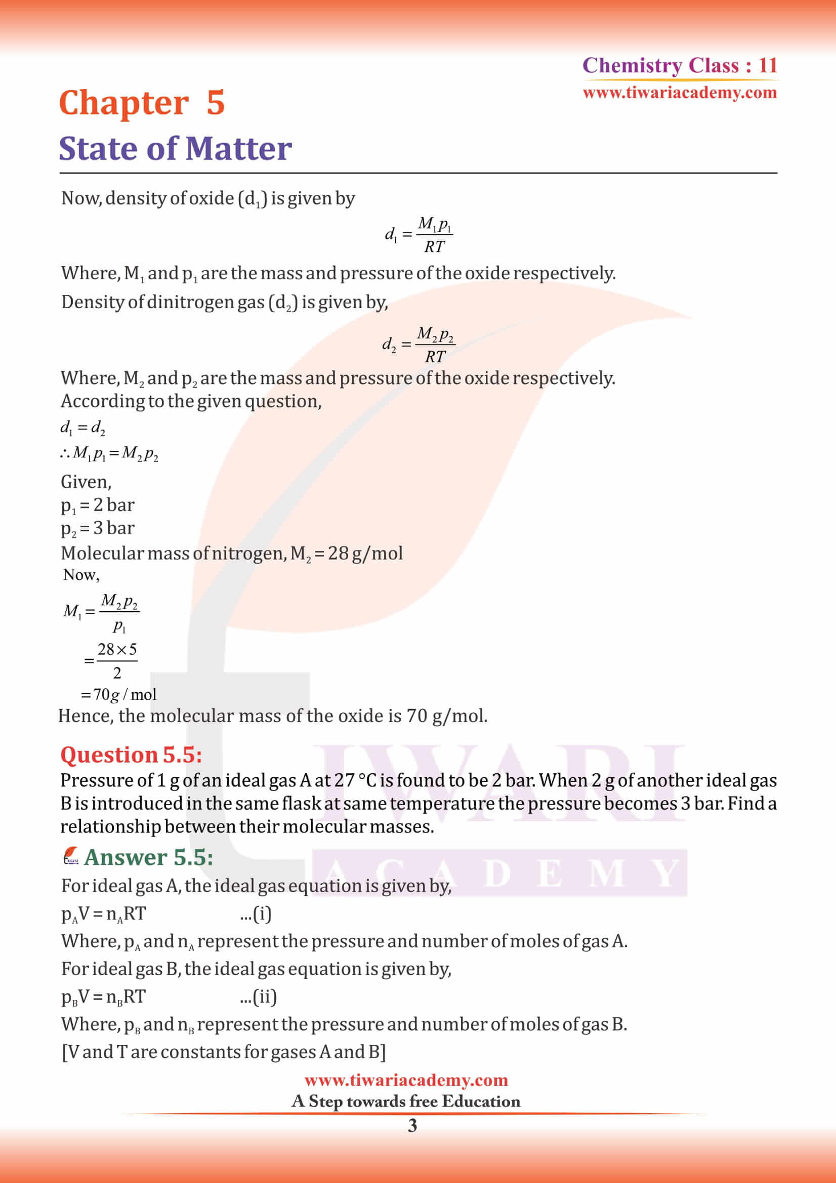 NCERT Solutions for Class 11 Chemistry Chapter 5 in PDF file