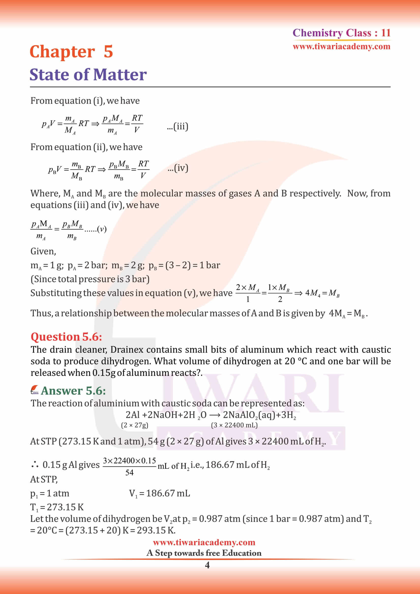 NCERT Solutions for Class 11 Chemistry Chapter 5 free download