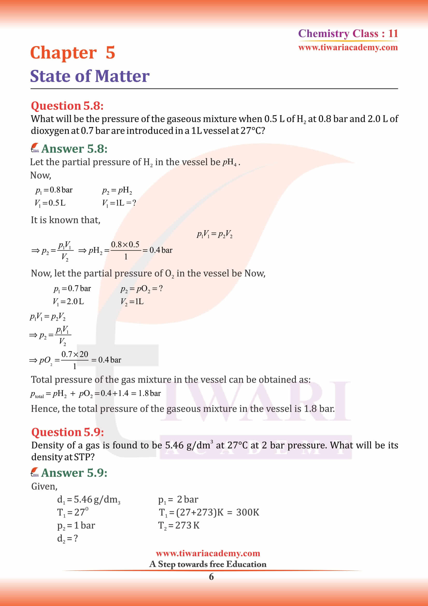 NCERT Solutions for Class 11 Chemistry Chapter 5 PDF format