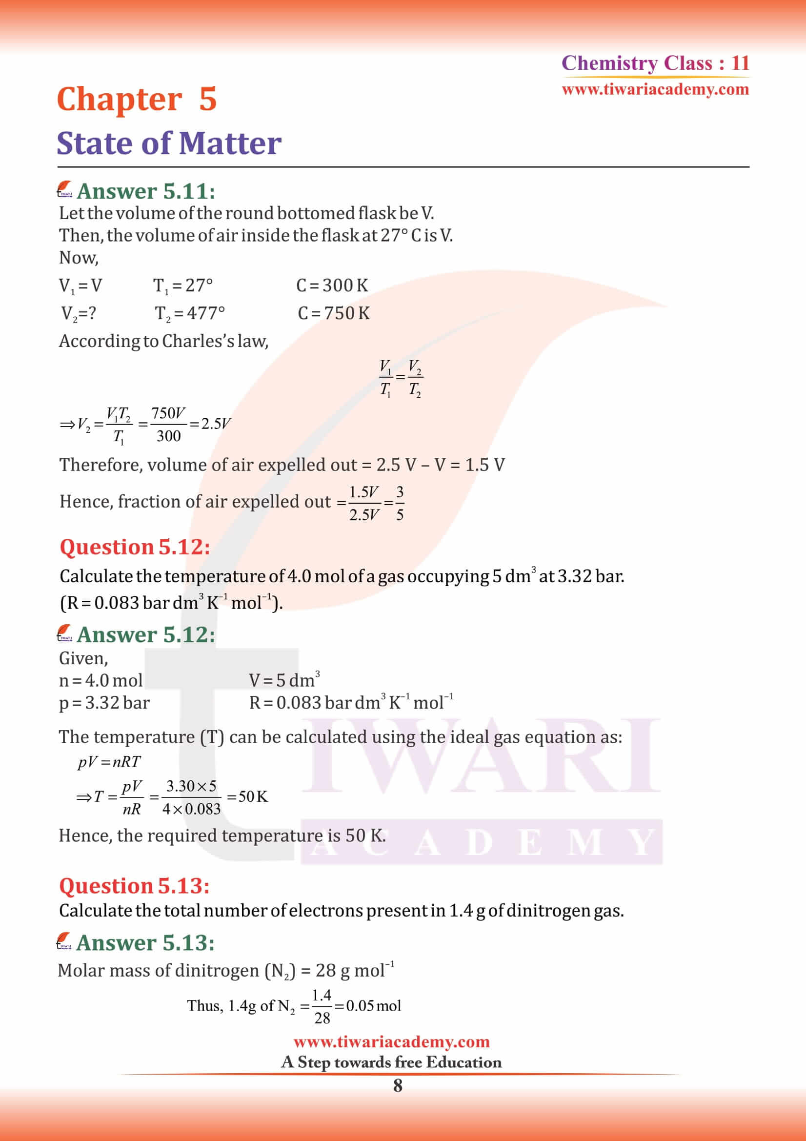 NCERT Solutions for Class 11 Chemistry Chapter 5 Intext Questions