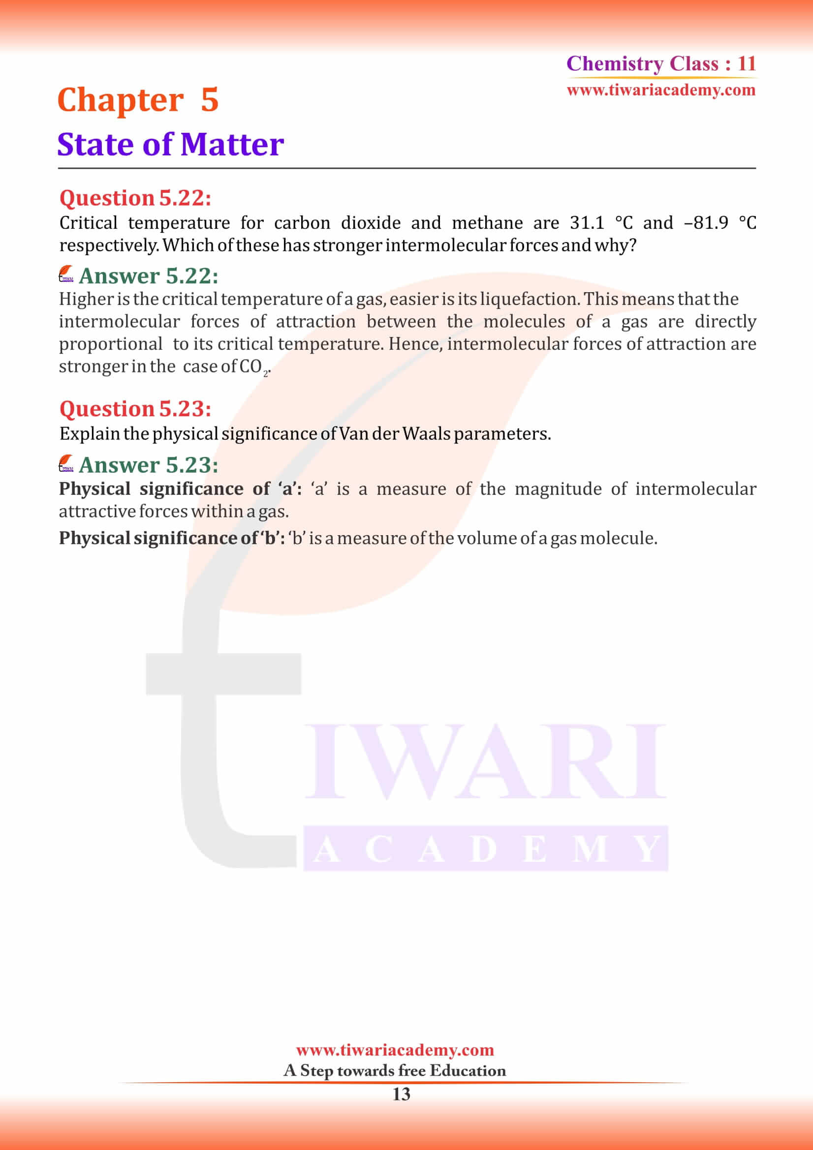 Class 11 Chemistry Chapter 5 MCQ answers