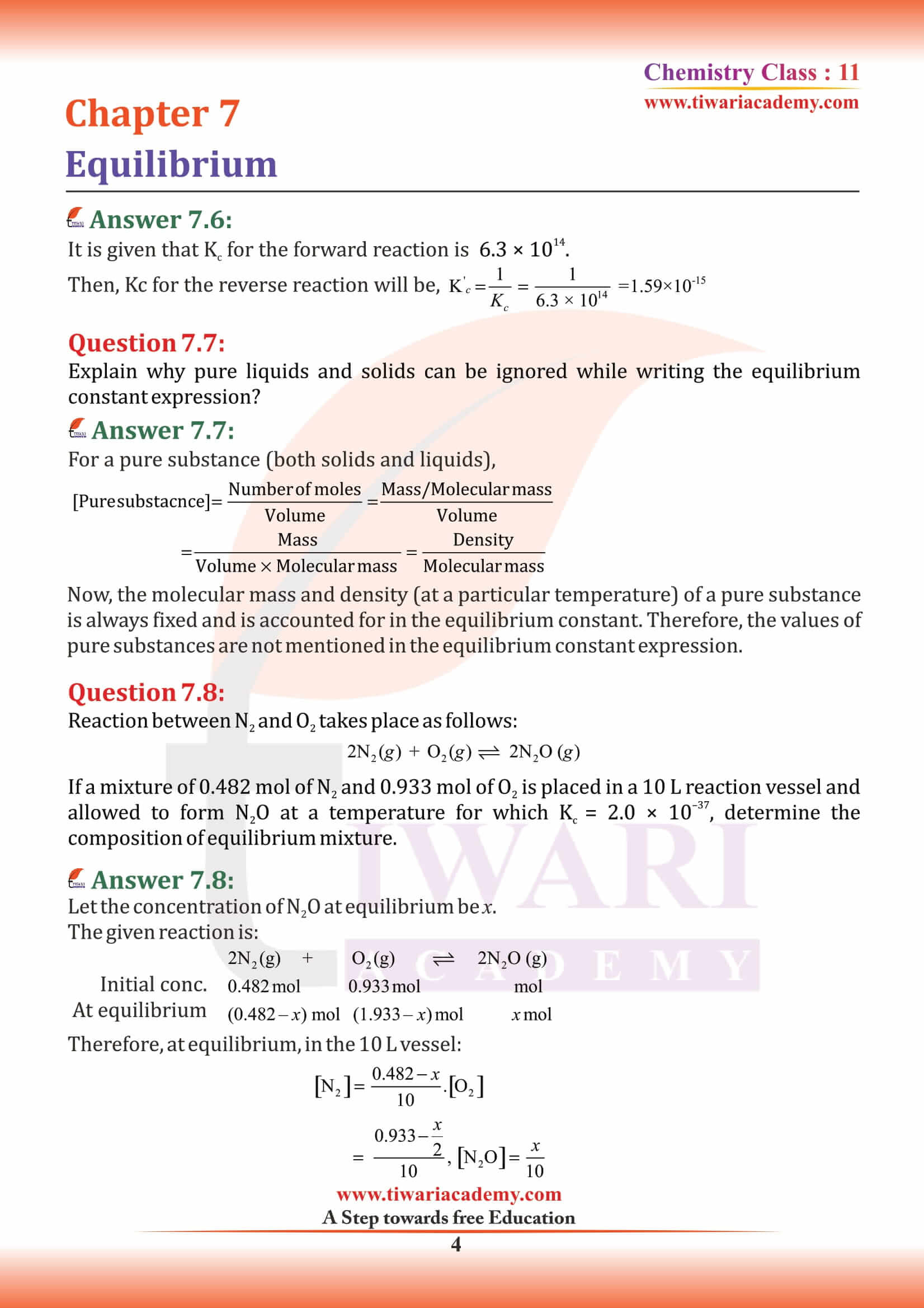 NCERT Solutions for Class 11 Chemistry Chapter 7 in Hindi Medium