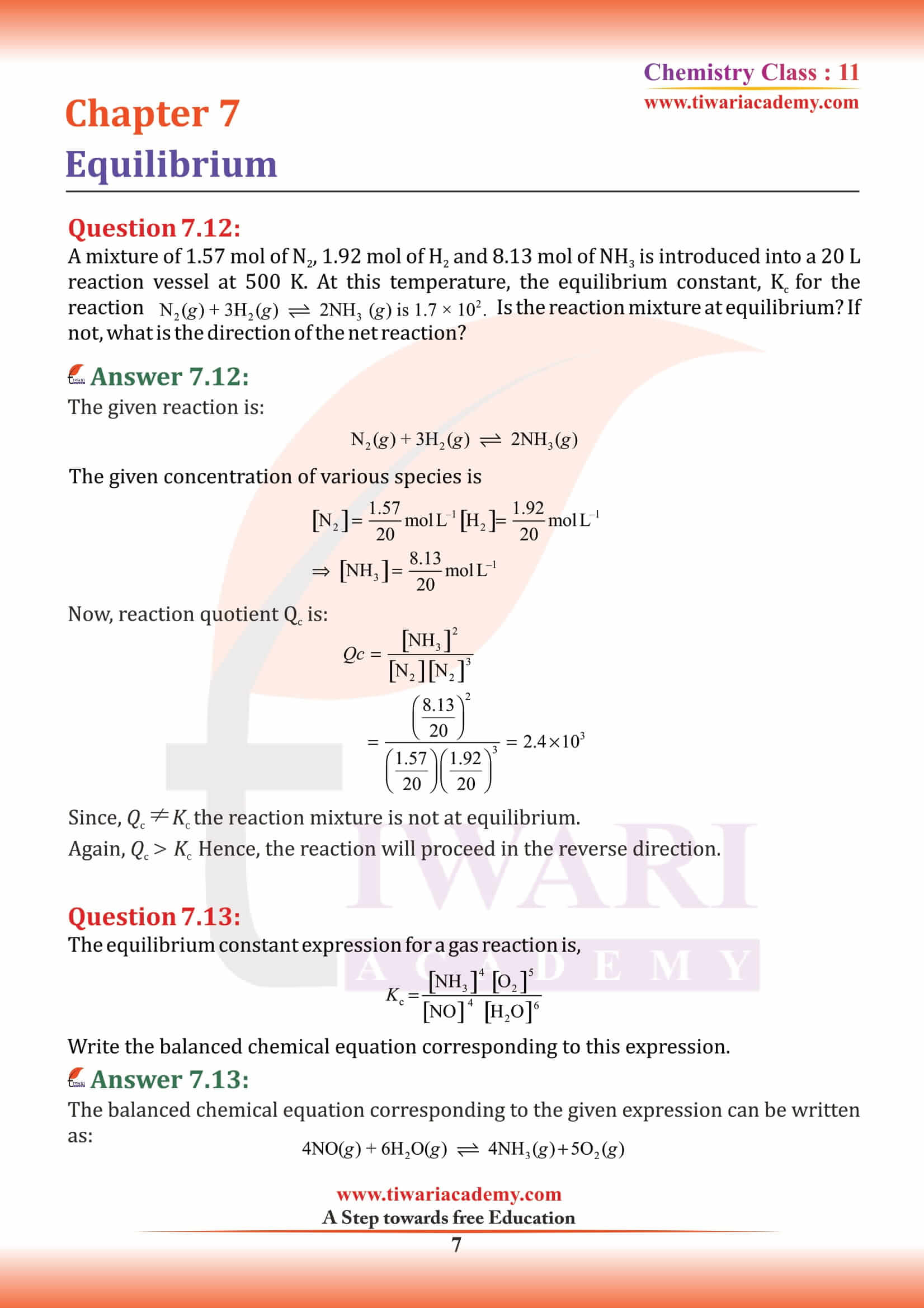 NCERT Solutions for Class 11 Chemistry Chapter 7 all answers