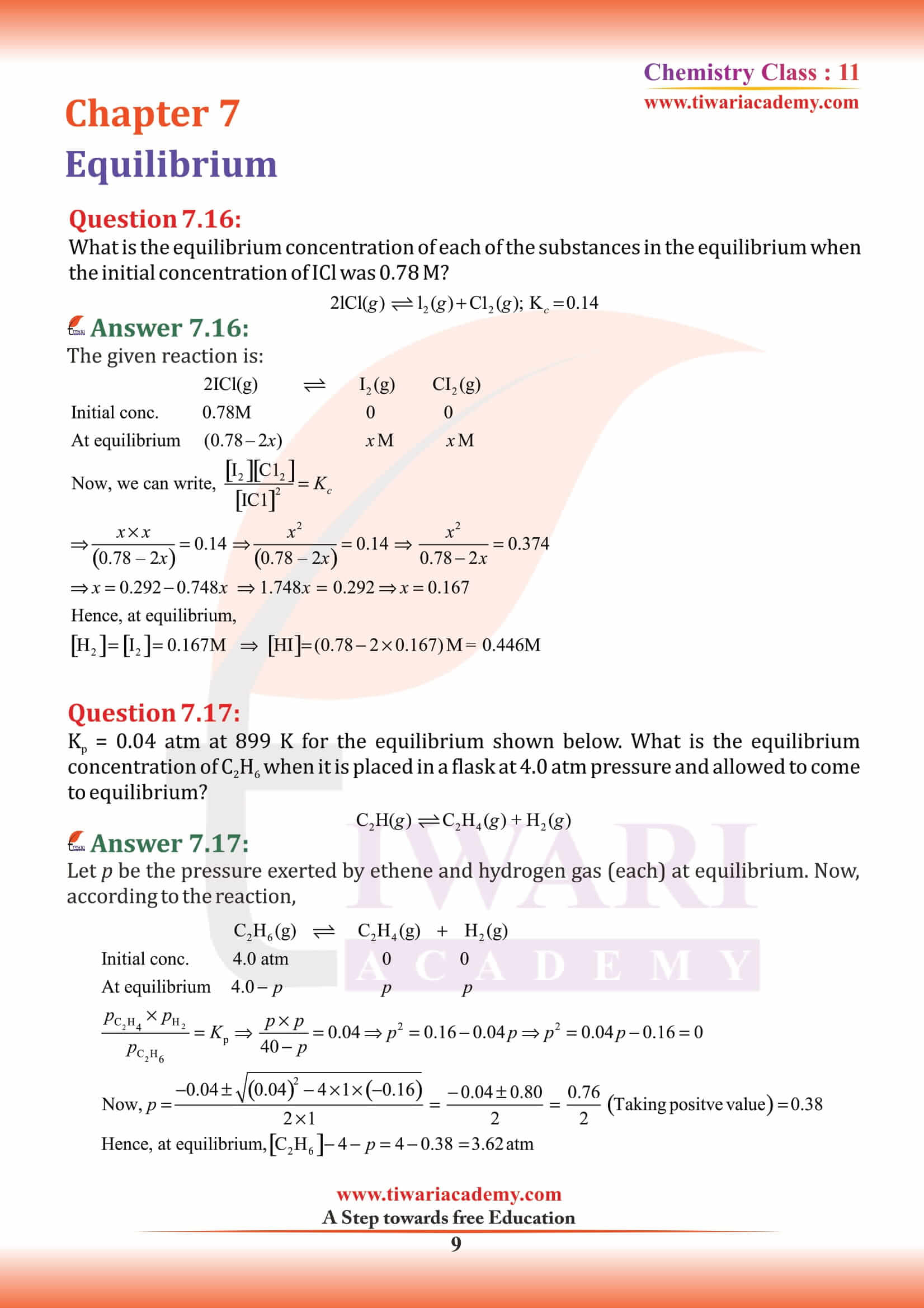 NCERT Solutions for Class 11 Chemistry Chapter 7 QA